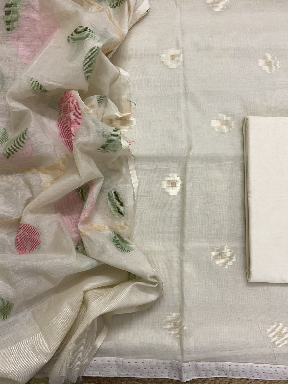 Soft Chanderi Self Weaved Suit - Off White