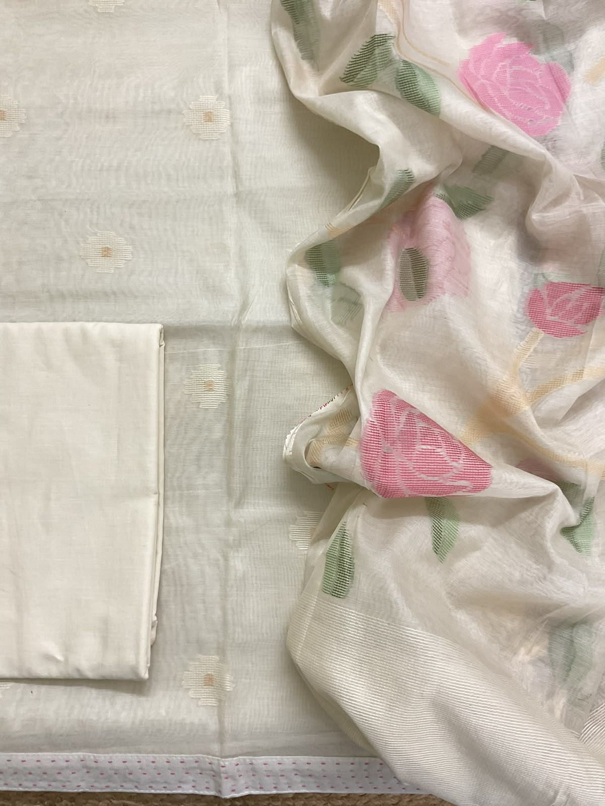 Soft Chanderi Self Weaved Suit - Off White