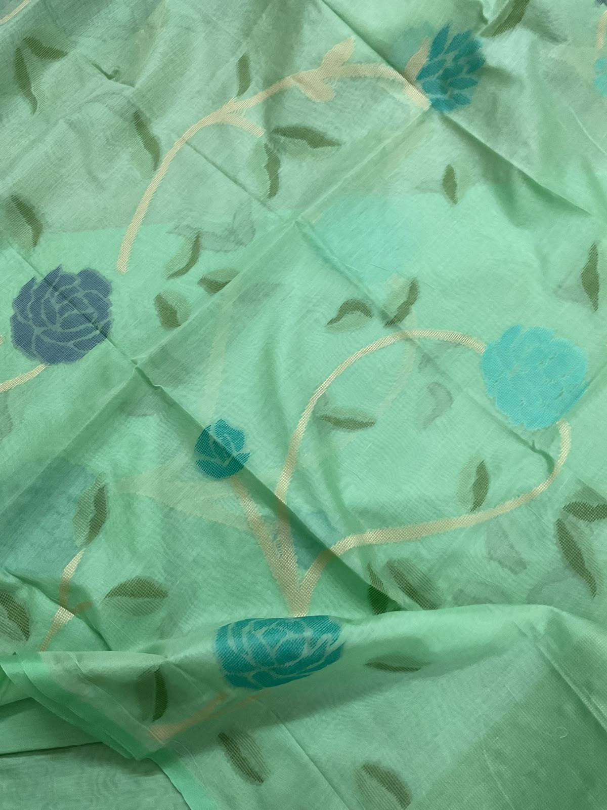 Soft Chanderi Self Weaved Suit - Sea Green
