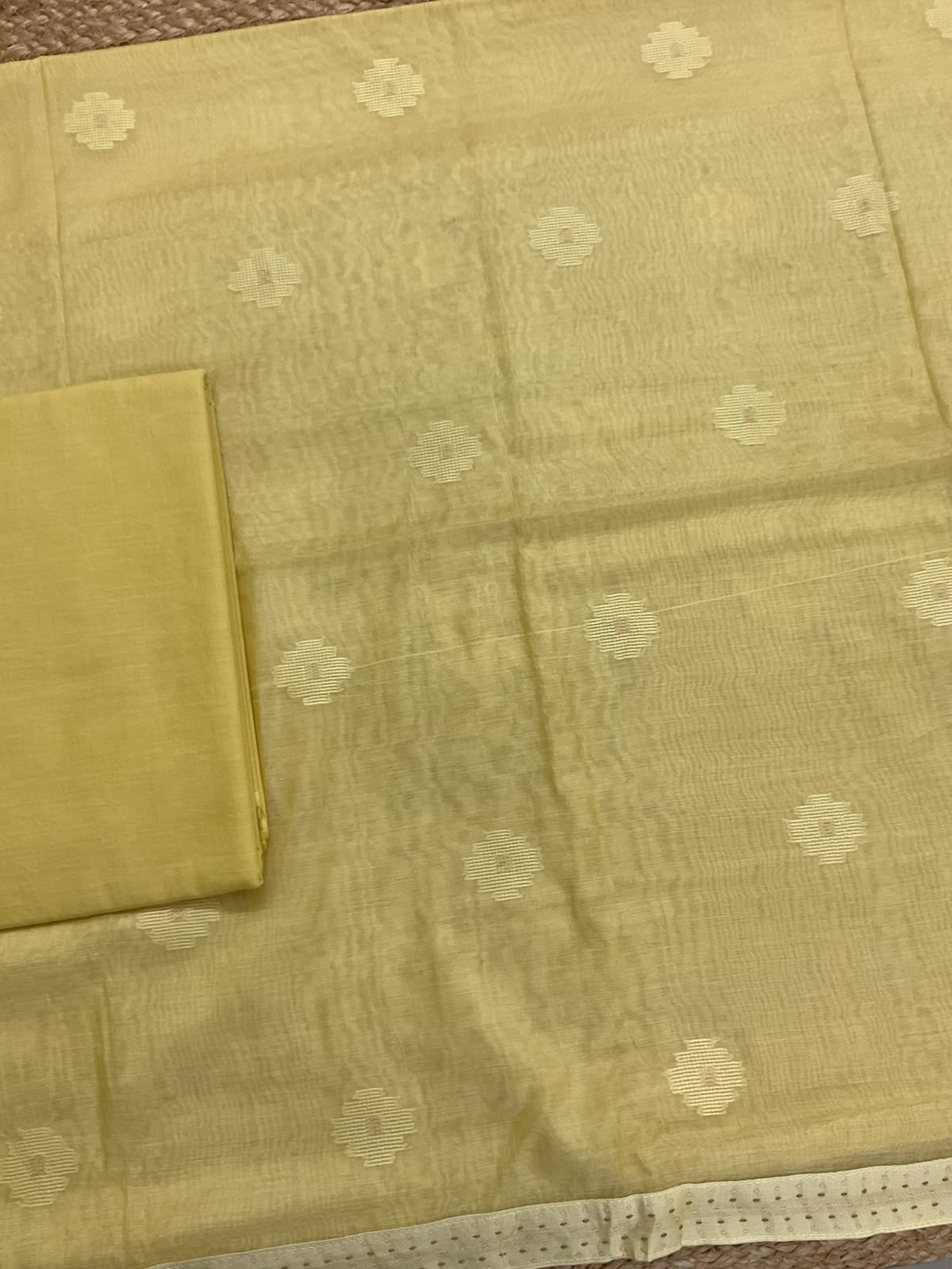 Soft Chanderi Self Weaved Suit - Yellow