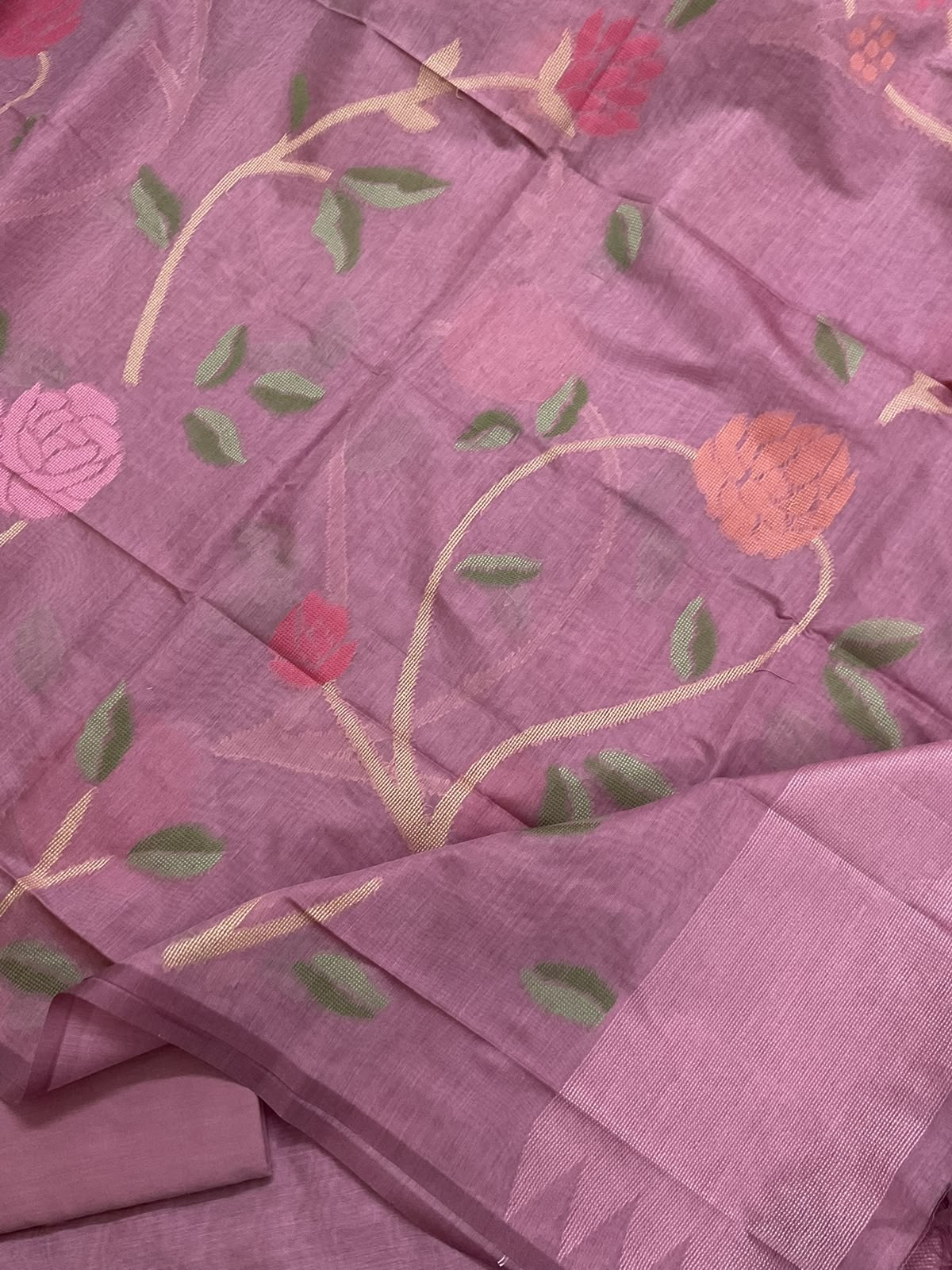 Soft Chanderi Self Weaved Suit - Mauve