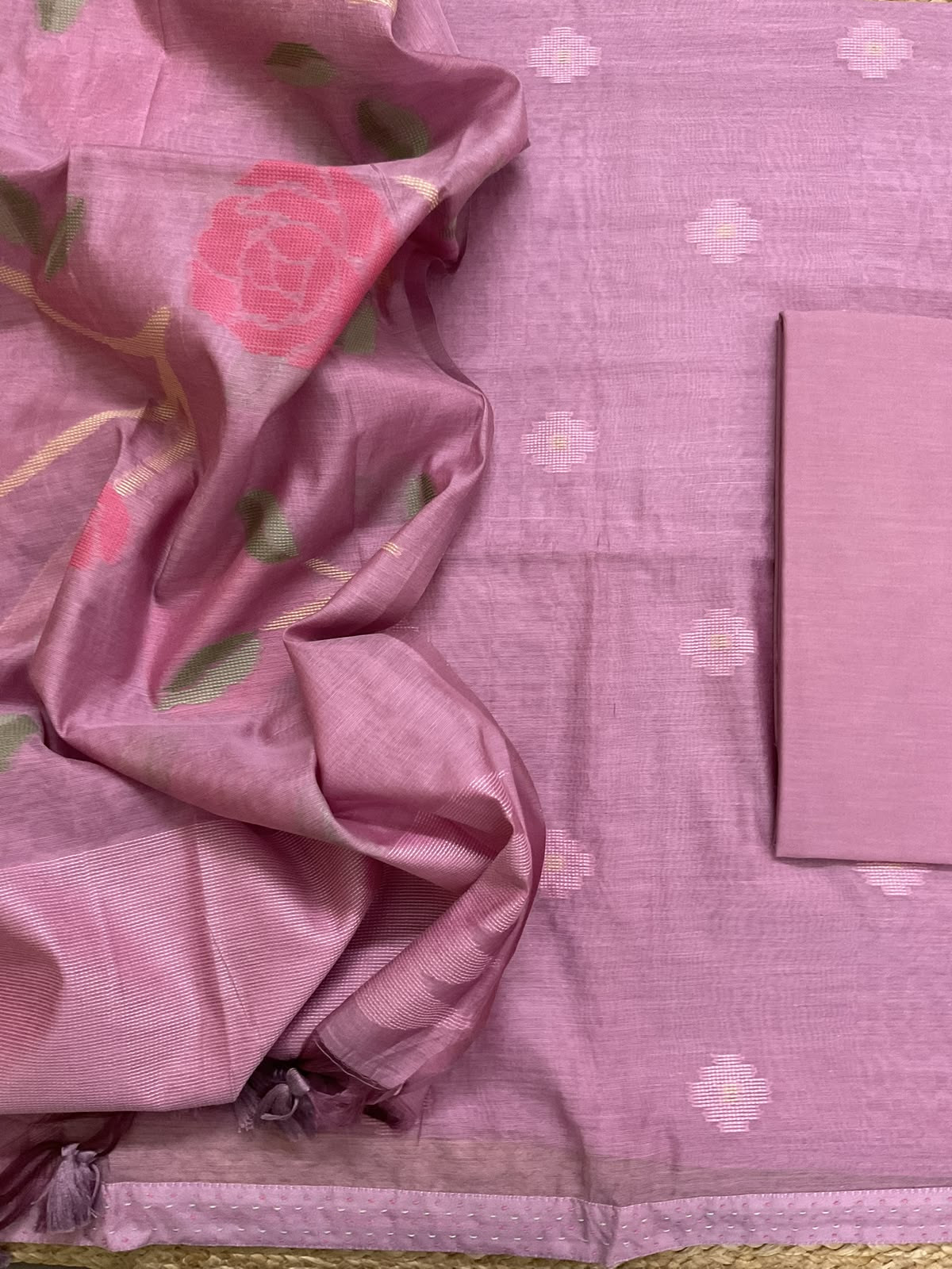 Soft Chanderi Self Weaved Suit - Mauve