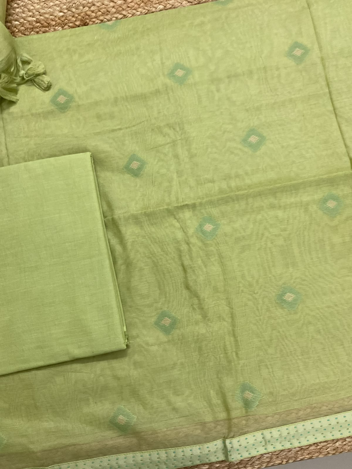 Soft Chanderi Self Weaved Suit - Green