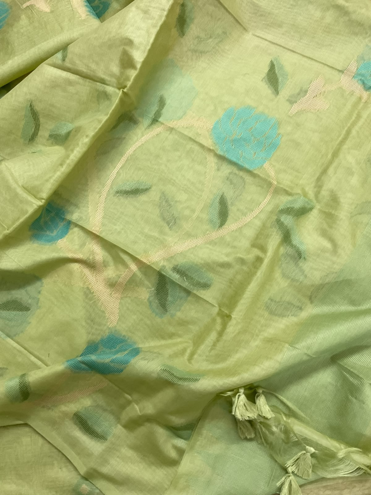 Soft Chanderi Self Weaved Suit - Green