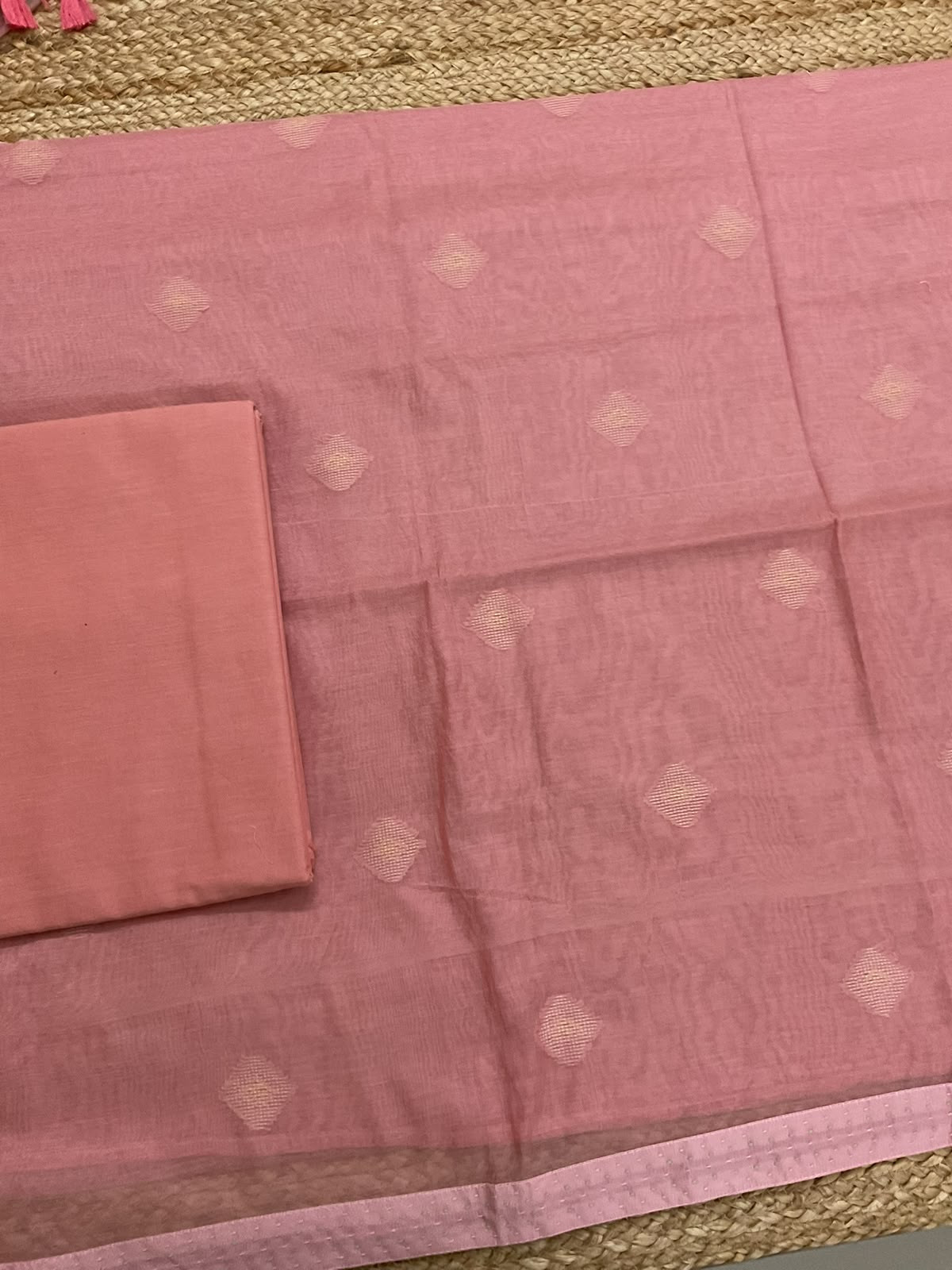Soft Chanderi Self Weaved Suit - Peach