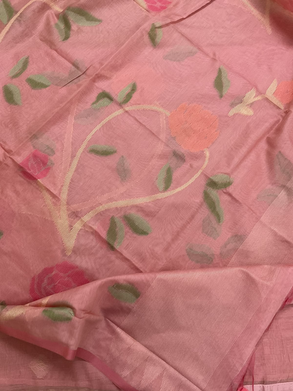 Soft Chanderi Self Weaved Suit - Peach