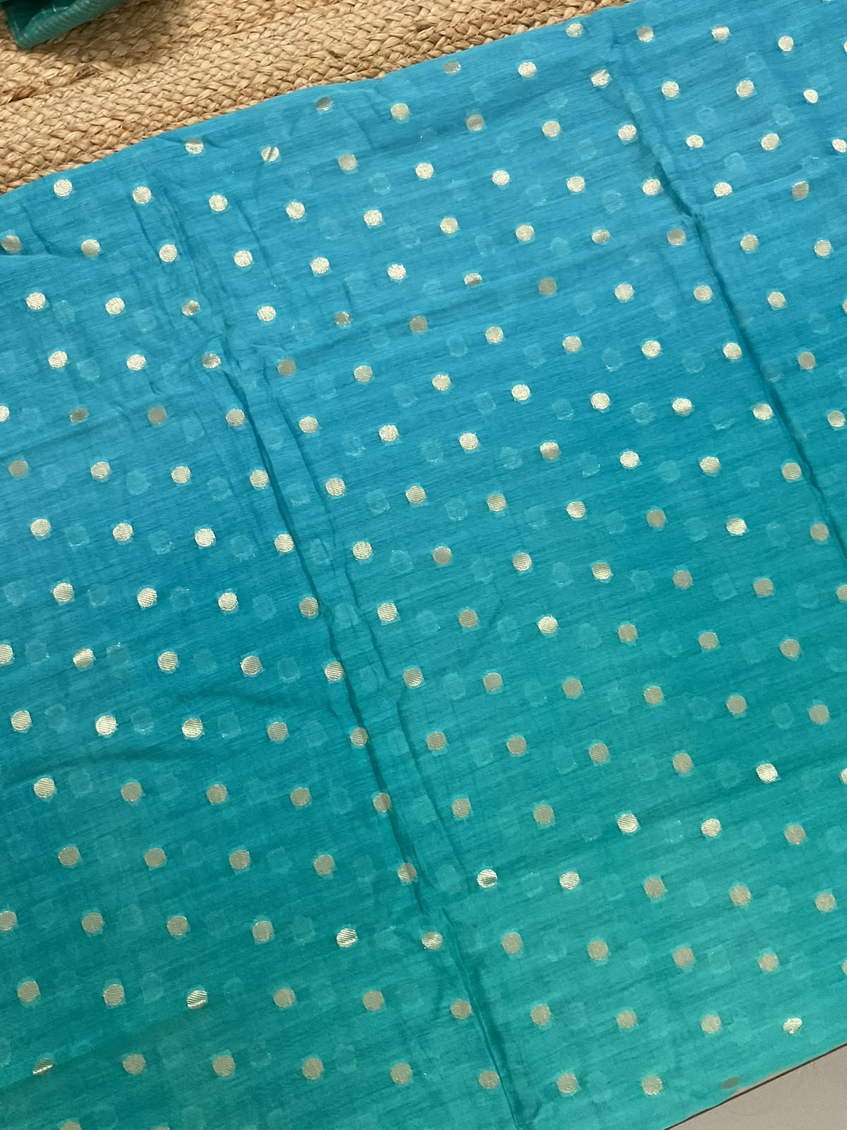 Pure Chanderi Printed Banarasi Weaved Suit - Blue