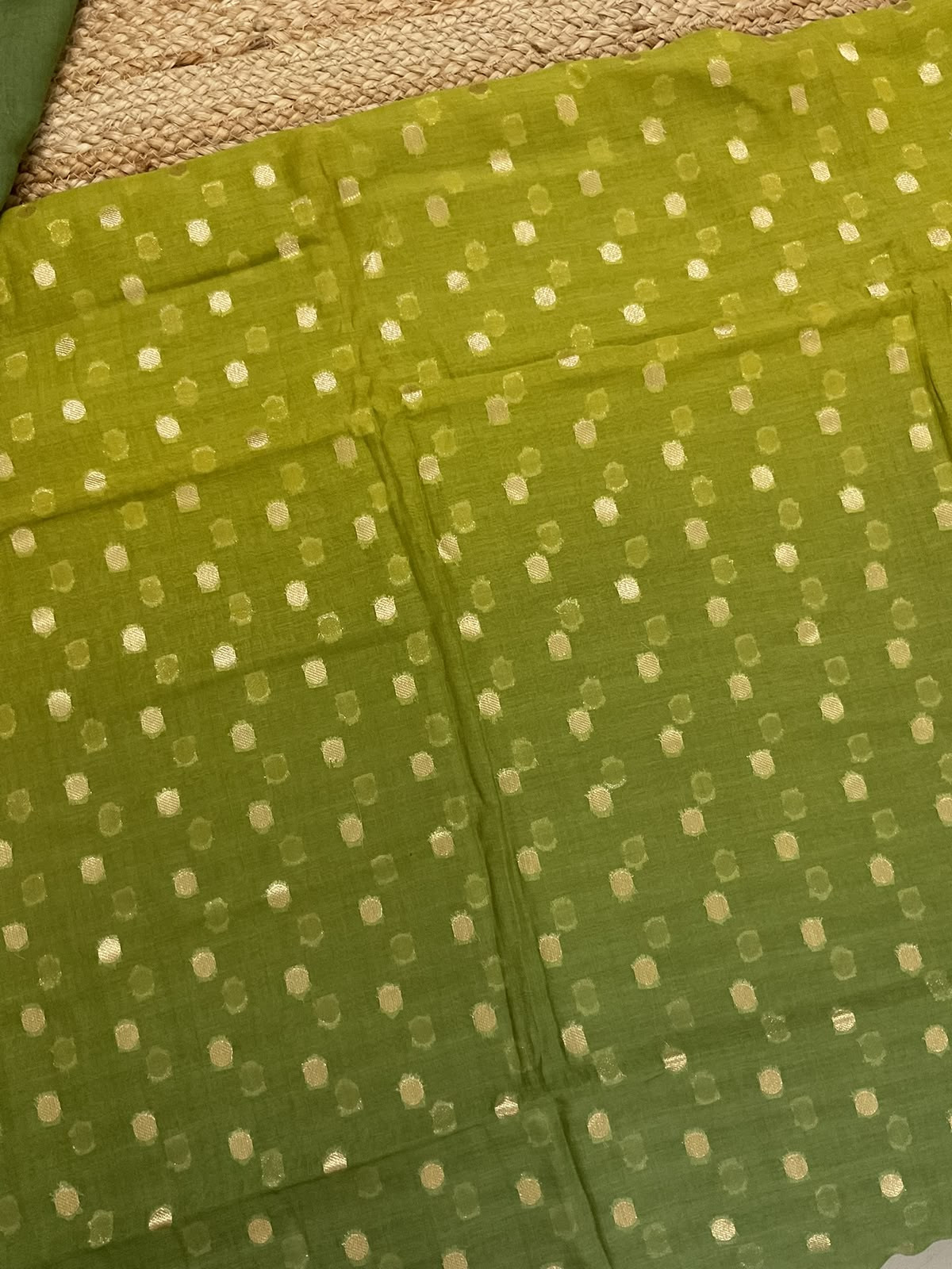 Pure Chanderi Printed Banarasi Weaved Suit - Green