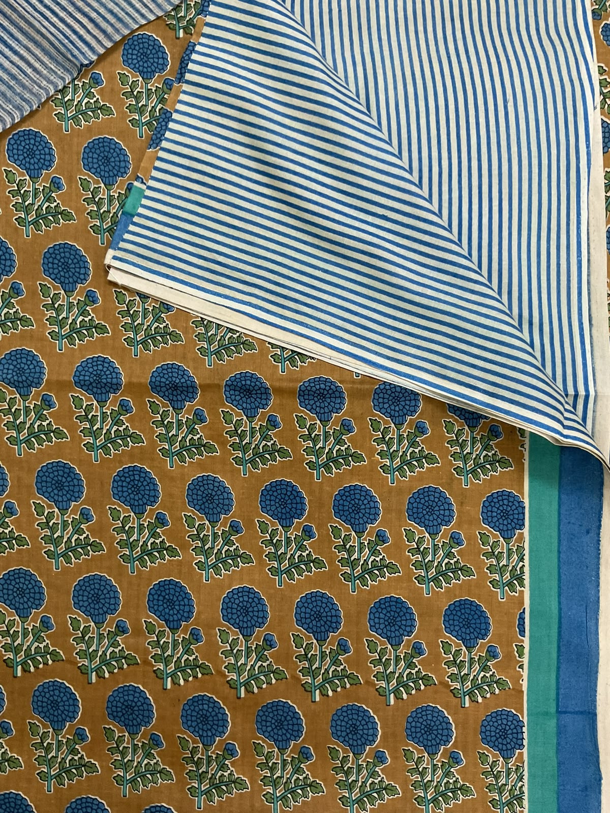 Pure Fine Cotton Printed Suit - Brown