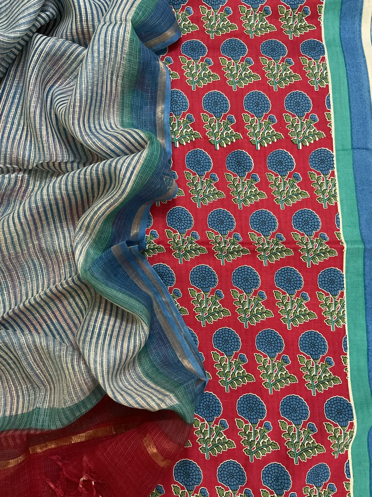 Pure Fine Cotton Printed Suit - Red