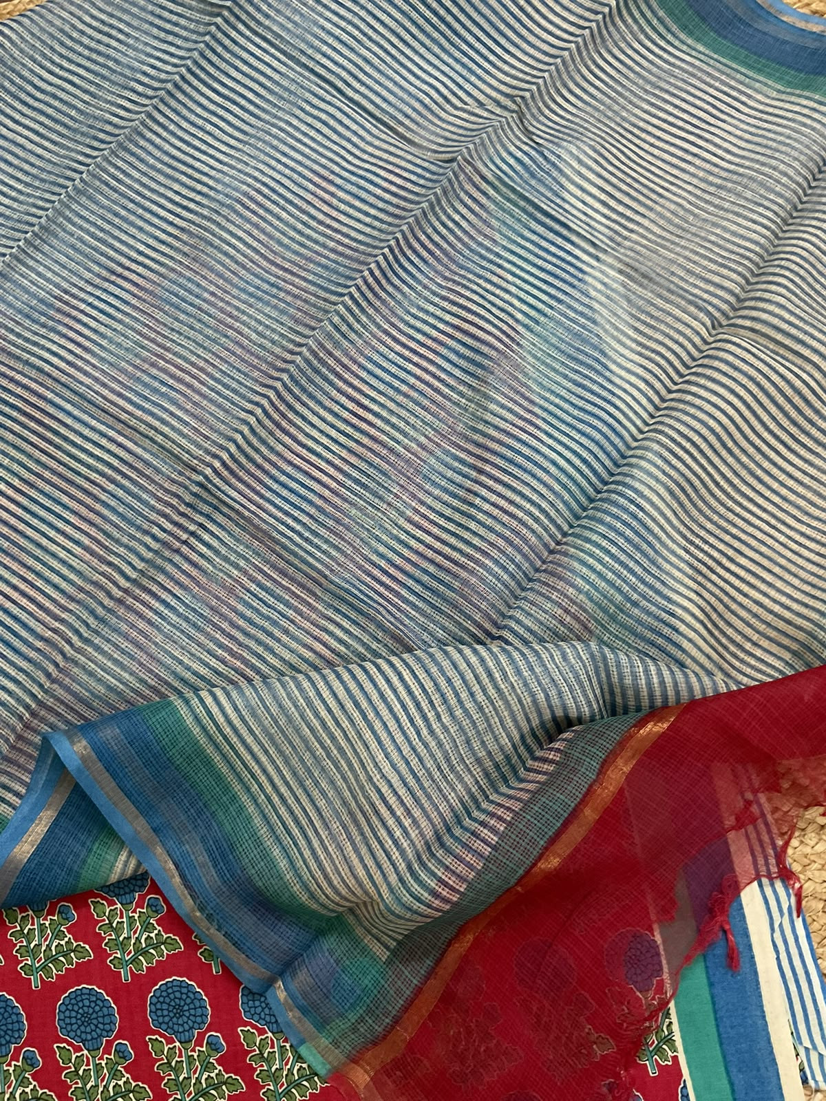Pure Fine Cotton Printed Suit - Red