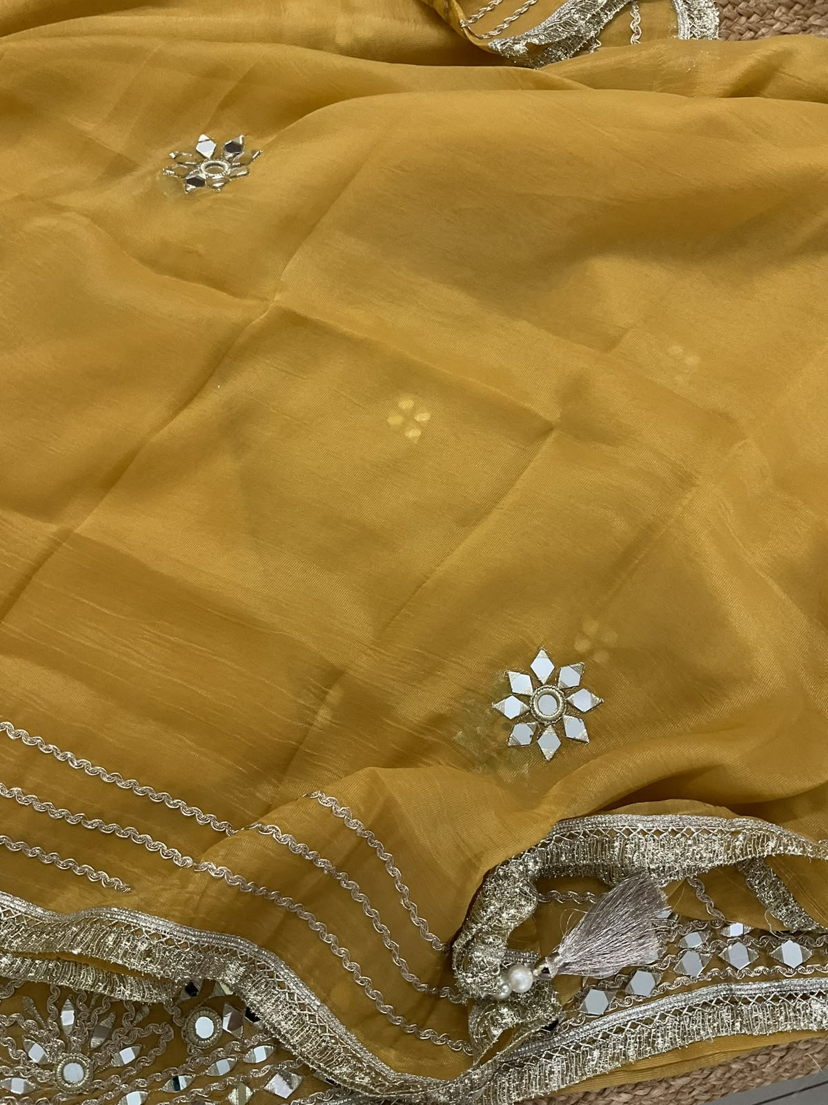 Soft Tissue Chanderi Embroidered Suit - Yellow