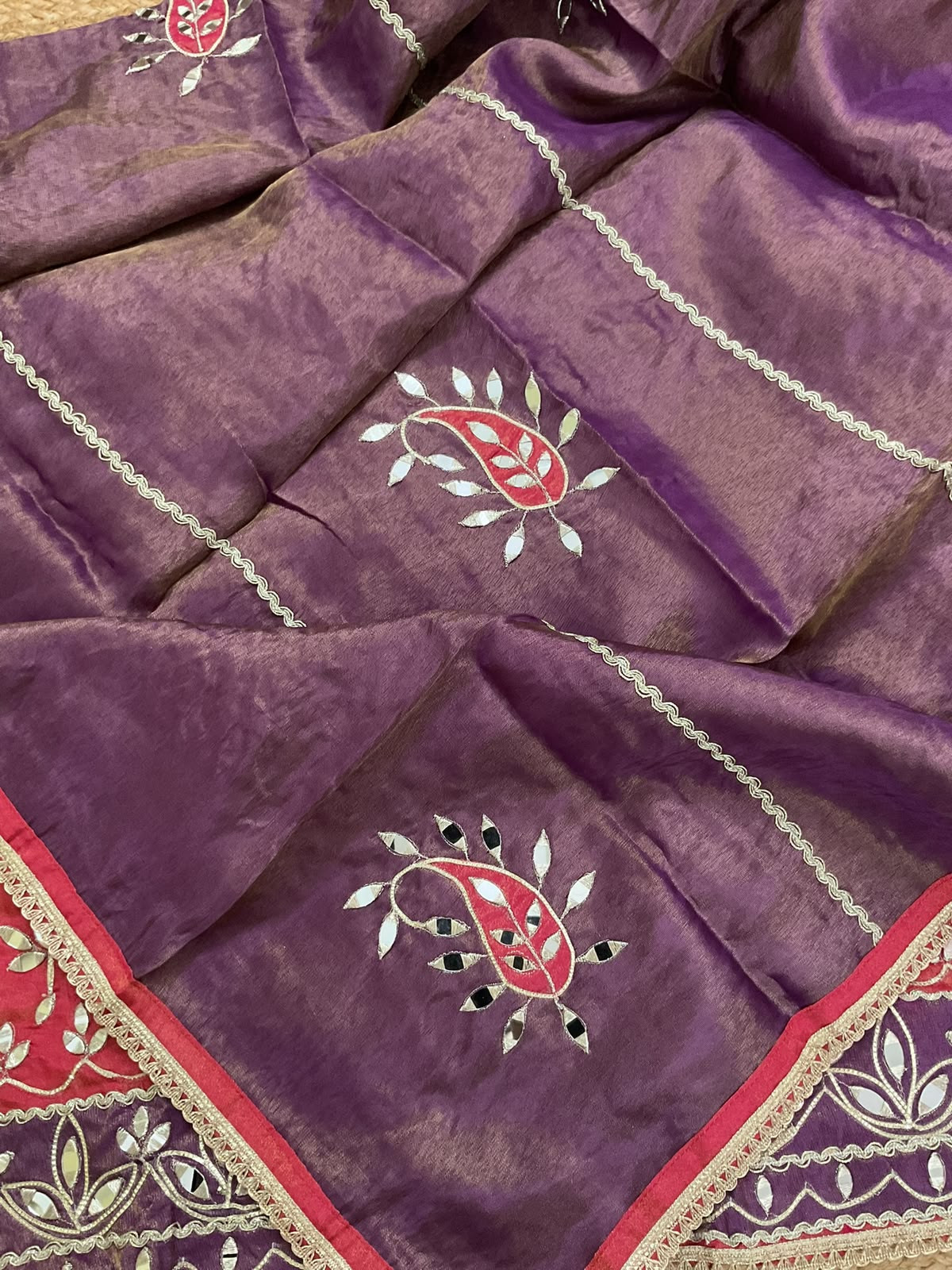 Soft Tissue Chanderi Embroidered Suit - Pink