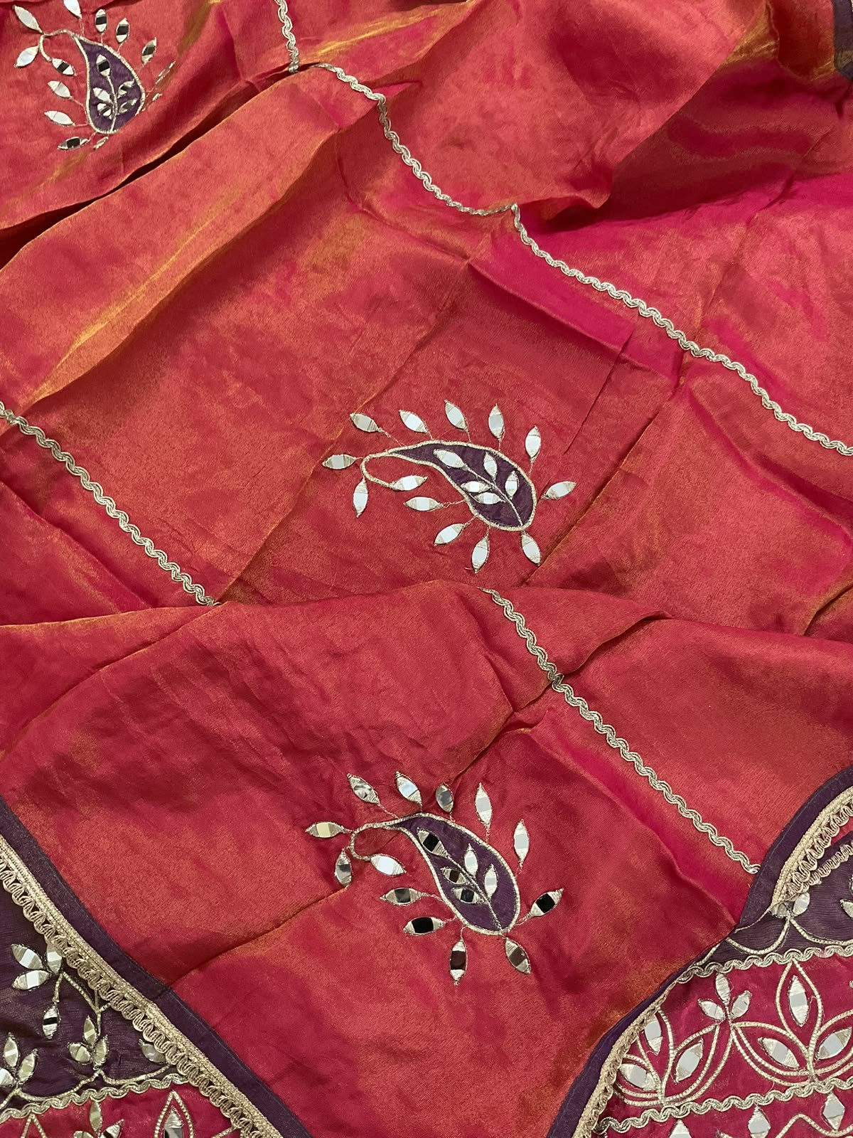 Soft Tissue Chanderi Embroidered Suit - Purple