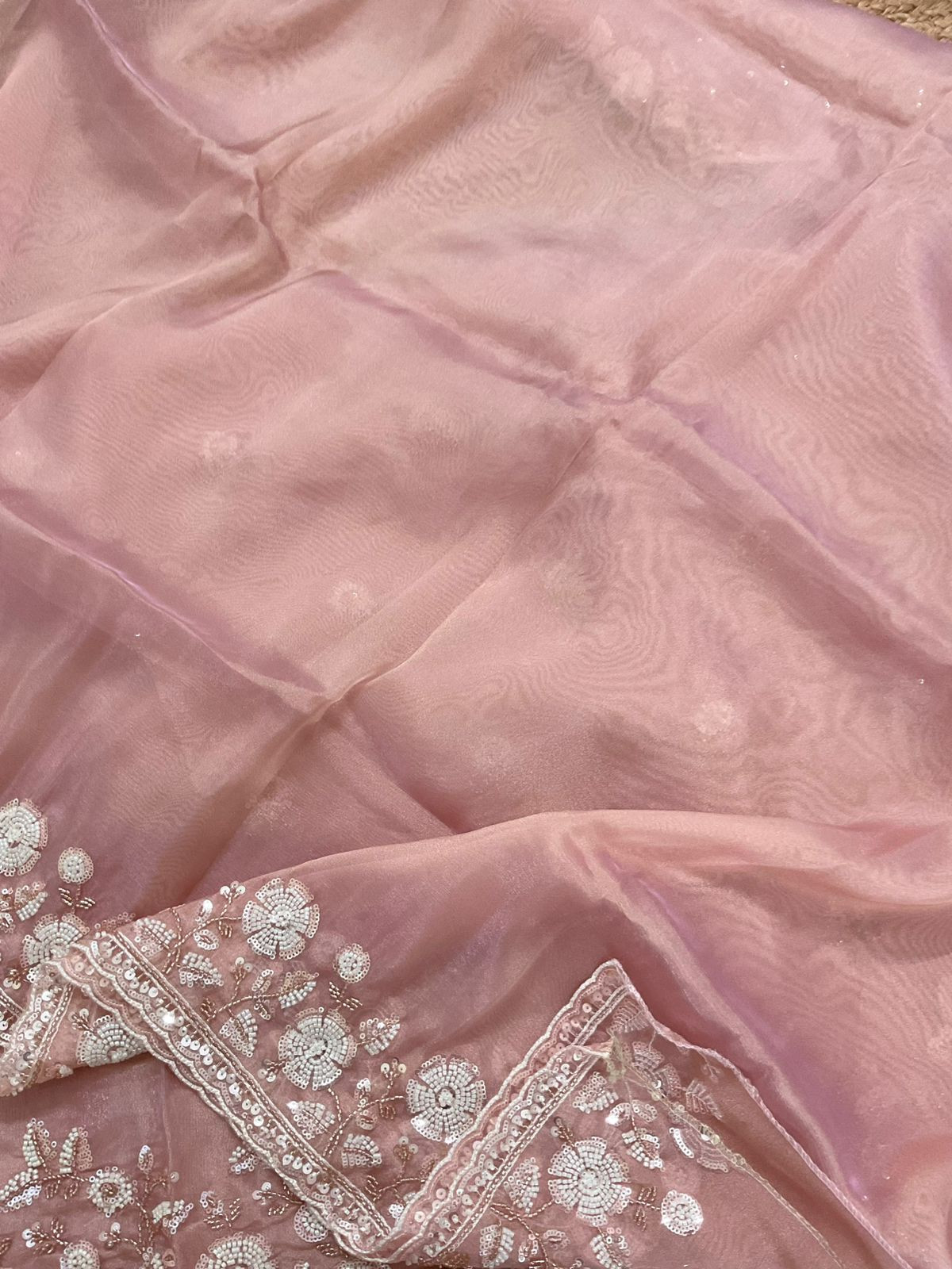 Soft Tissue Organza Embroidered Suit - Onion Pink