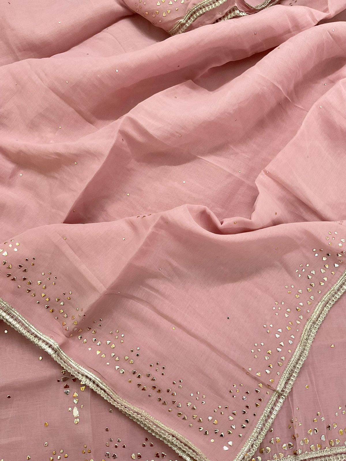 Soft Chanderi Embroidered Suit - Pink