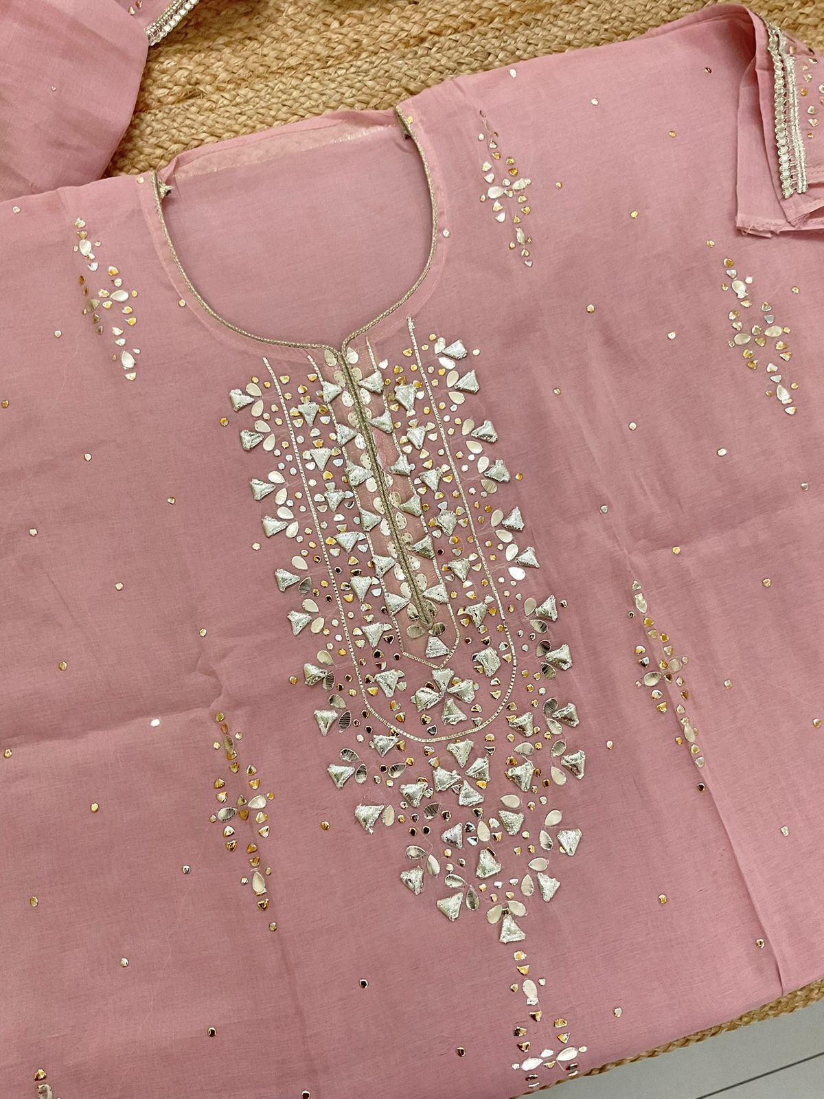 Soft Chanderi Embroidered Suit - Pink