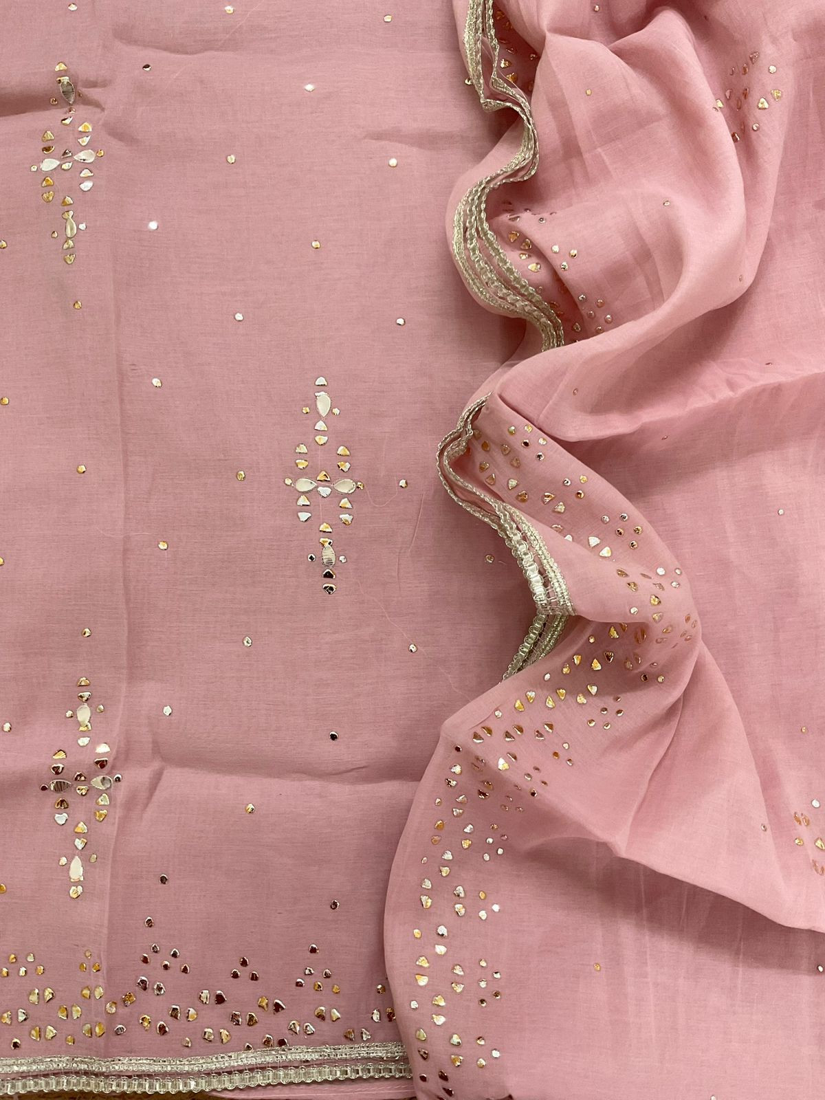 Soft Chanderi Embroidered Suit - Pink