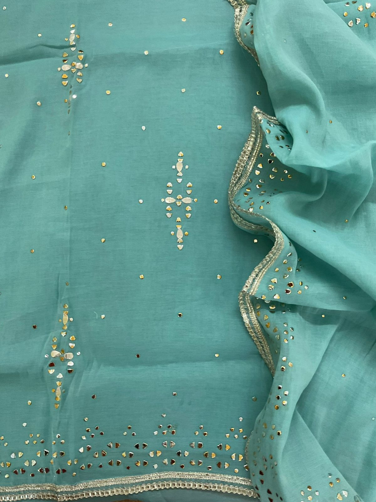 Soft Chanderi Embroidered Suit - Blue