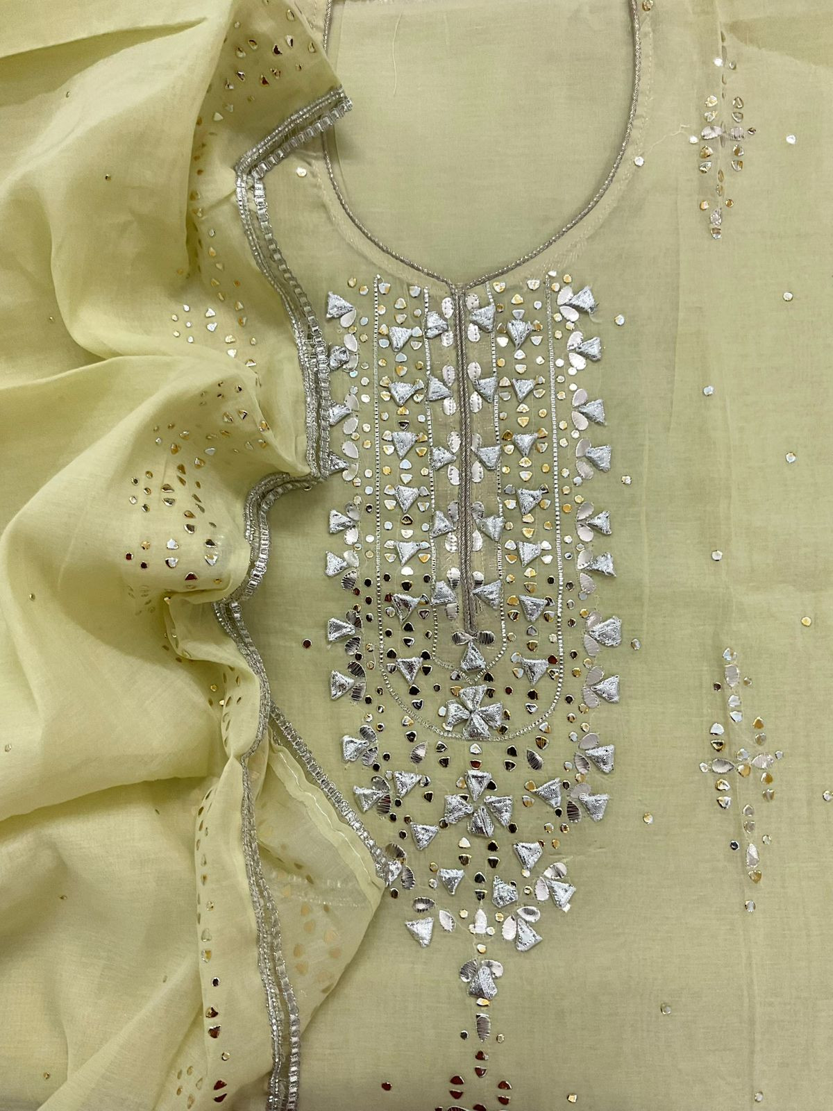 Soft Chanderi Embroidered Suit - Green