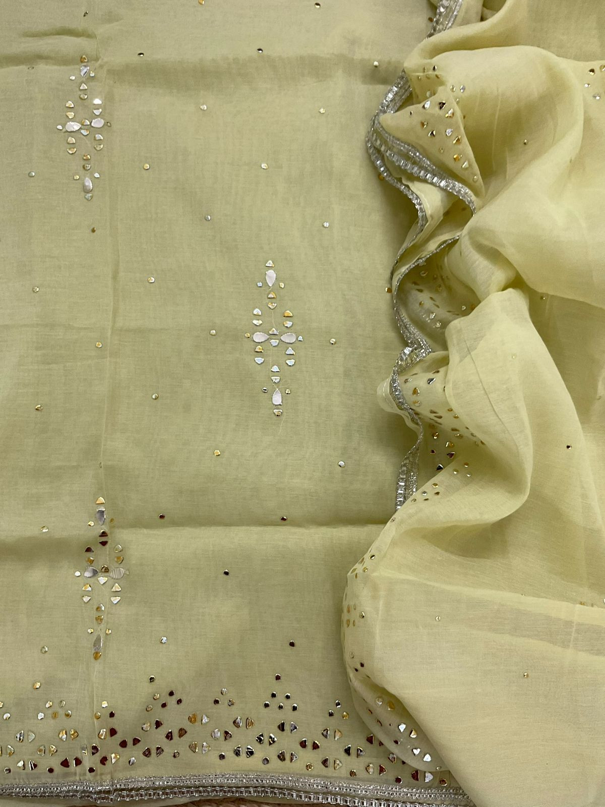 Soft Chanderi Embroidered Suit - Green