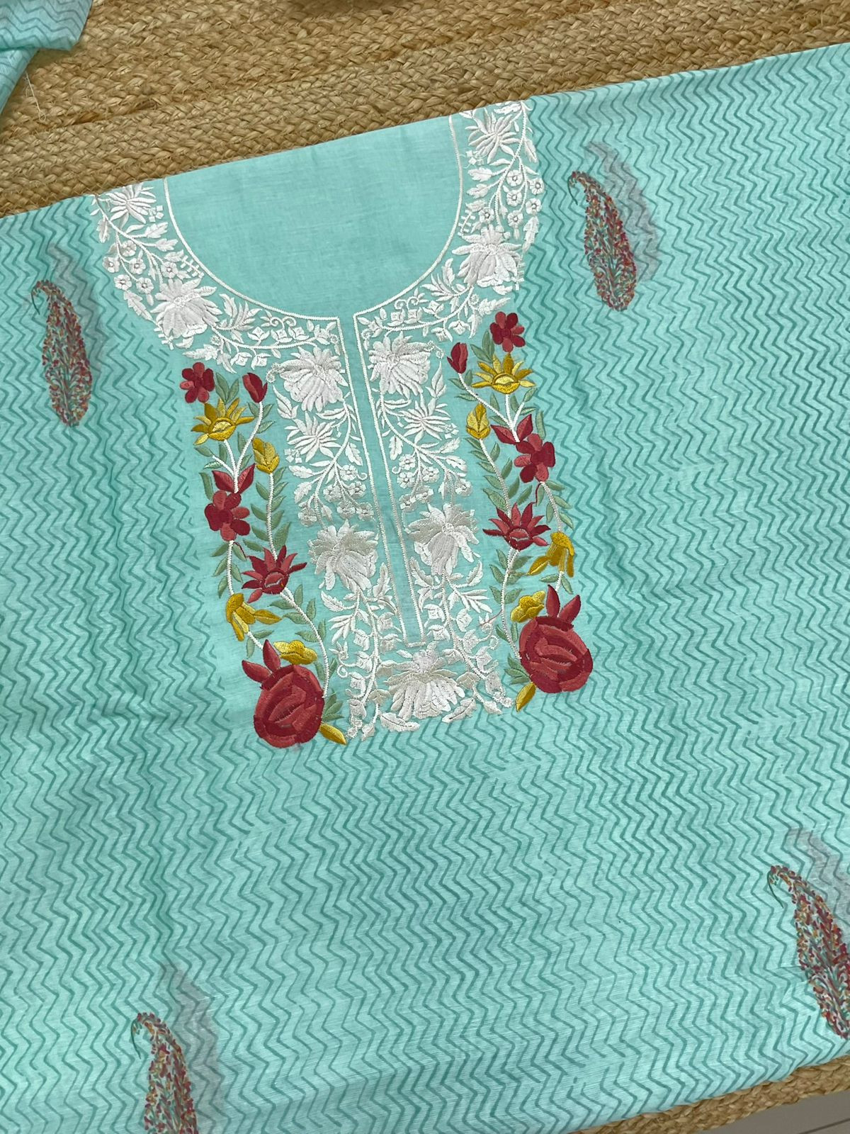 Soft Chanderi Printed Embroidered Suit - Blue