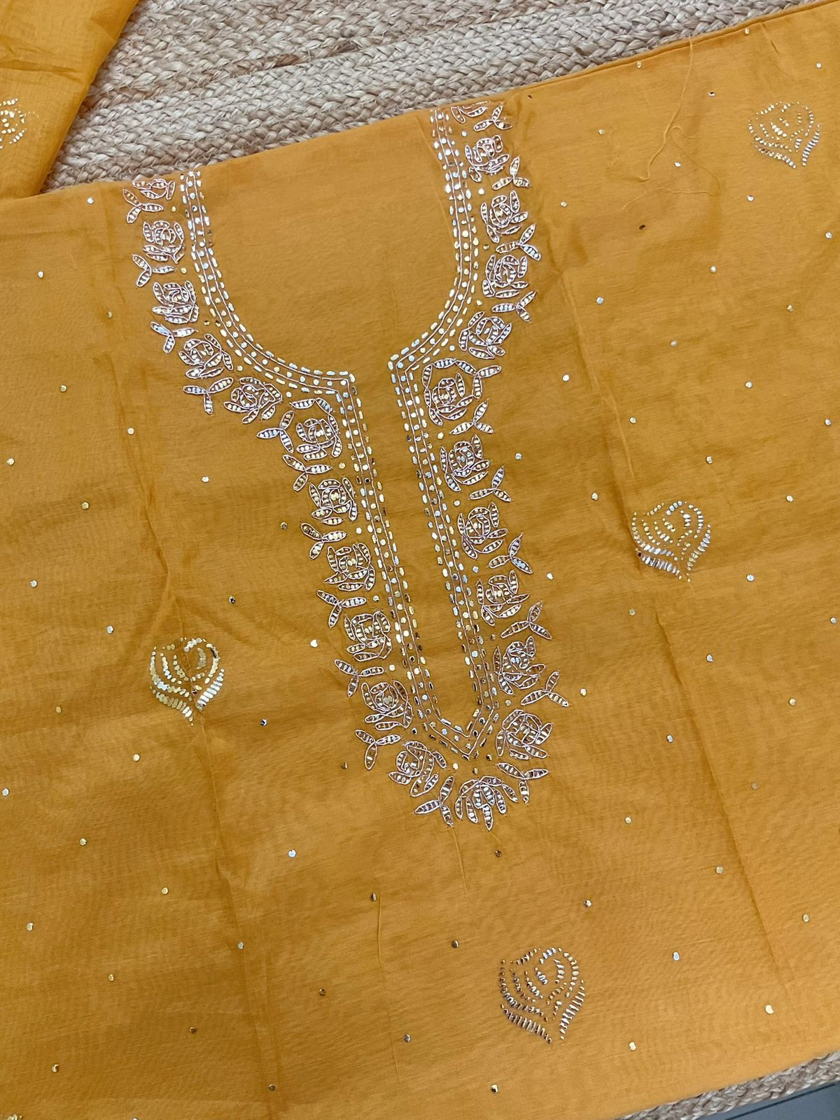 Soft Chanderi Embroidered Suit - Yellow