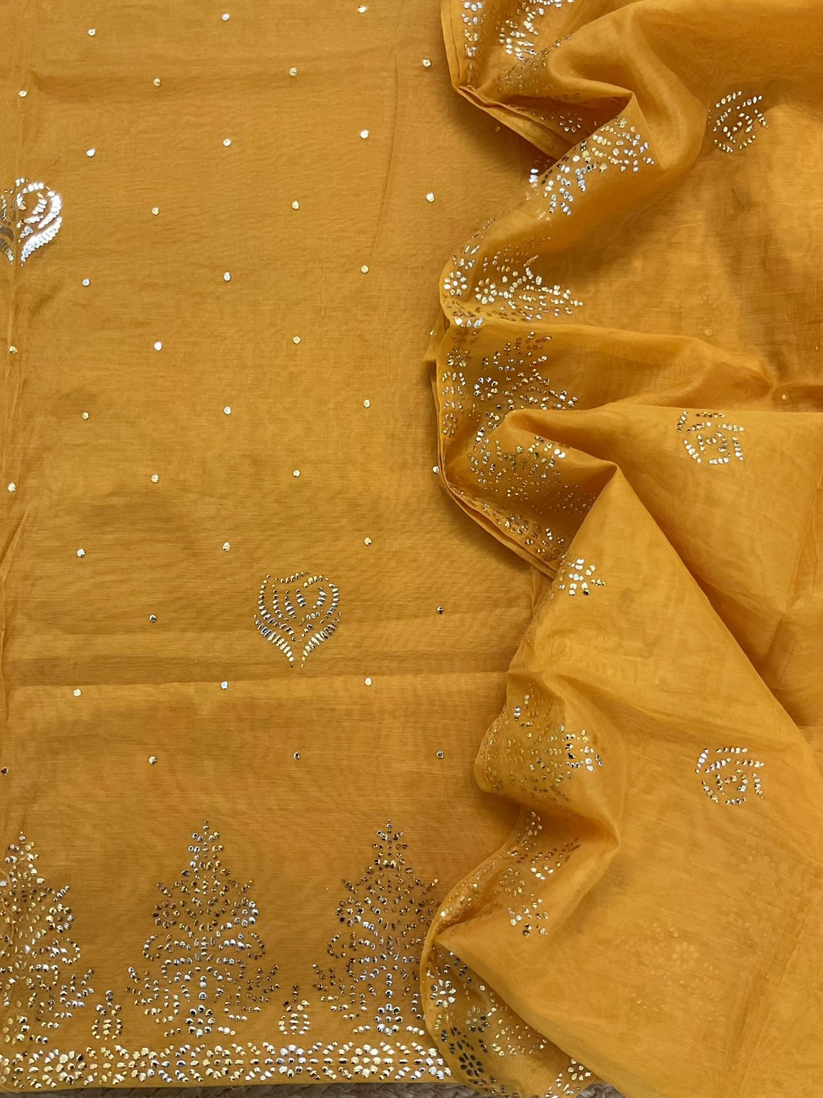 Soft Chanderi Embroidered Suit - Yellow
