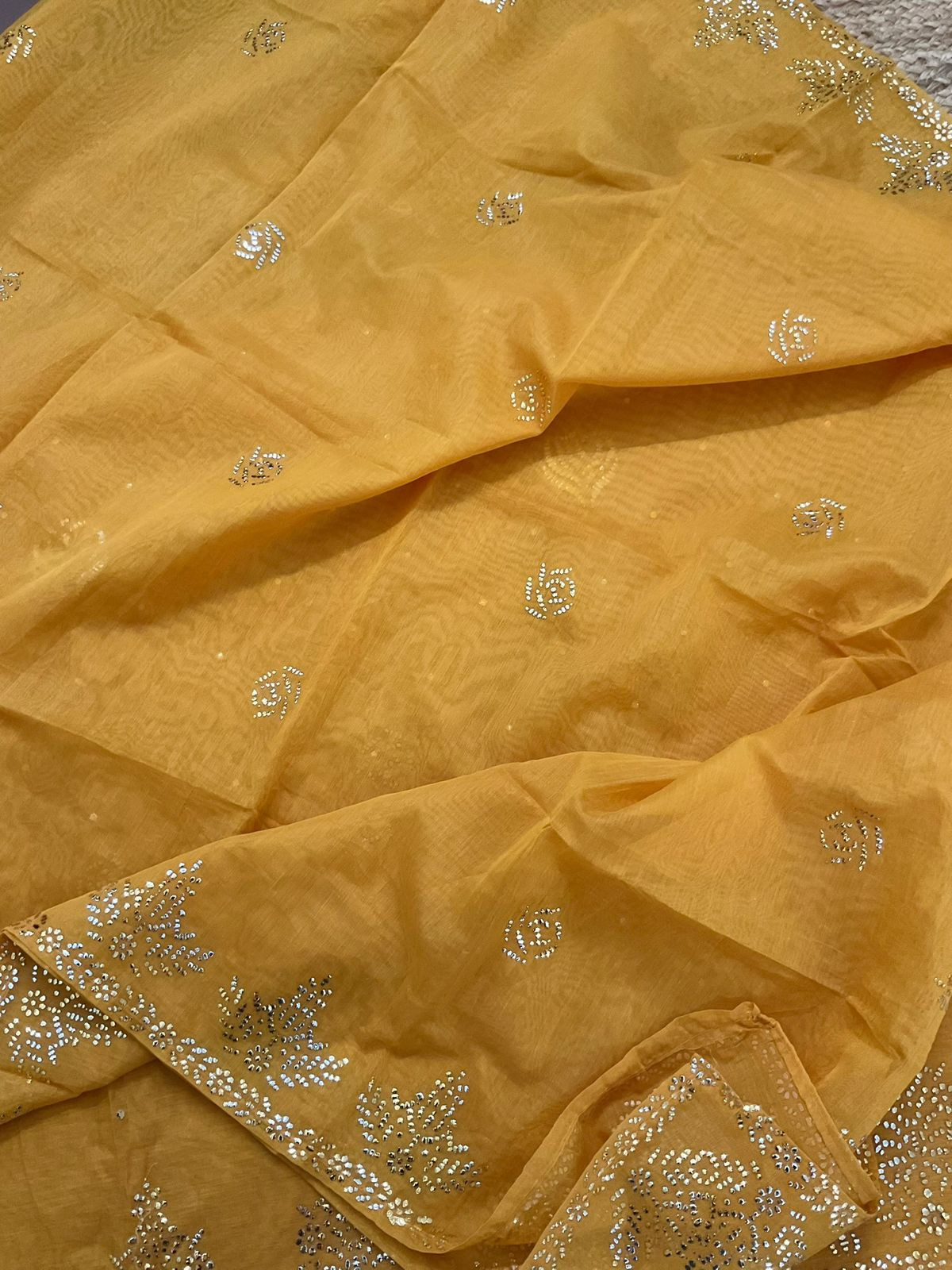 Soft Chanderi Embroidered Suit - Yellow