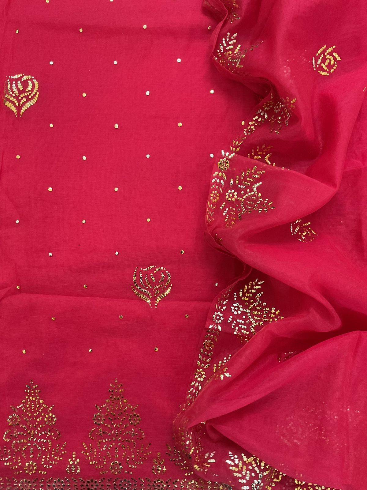 Soft Chanderi Embroidered Suit - Pink