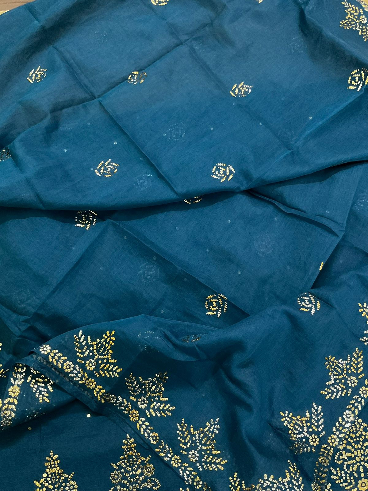 Soft Chanderi Embroidered Suit - Blue