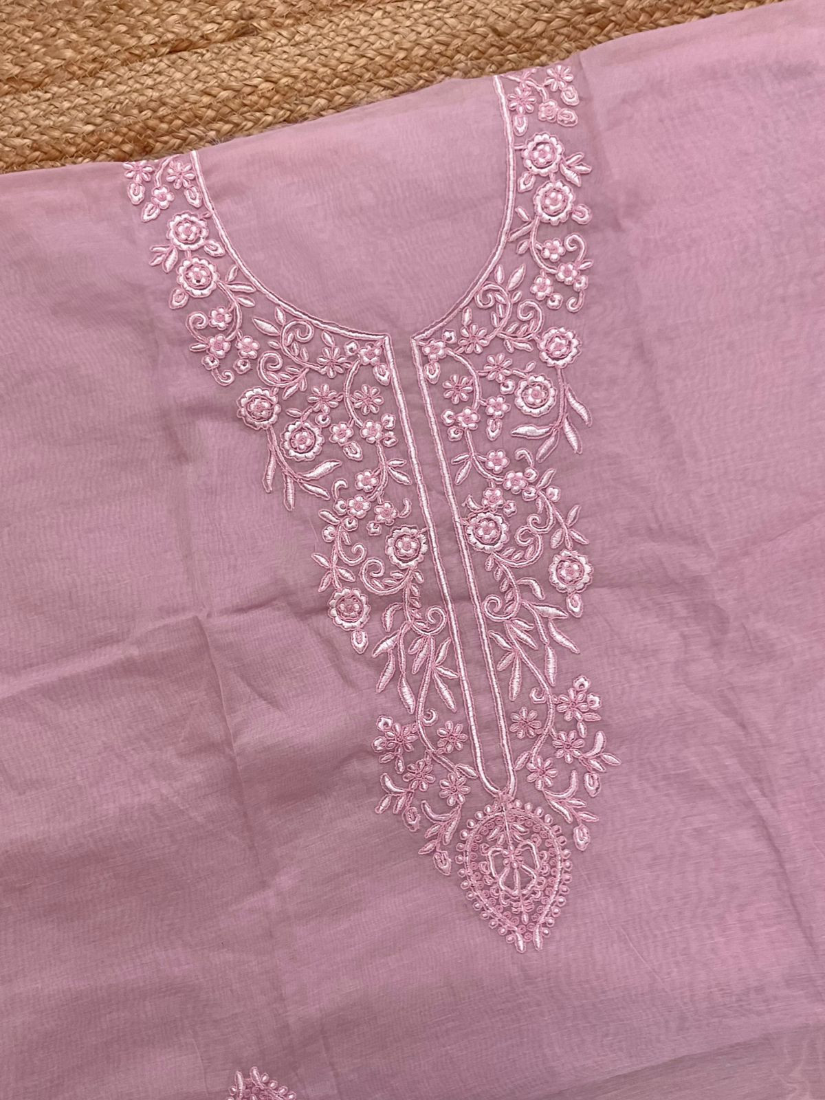 Soft Chanderi Embroidered Suit - Lilac