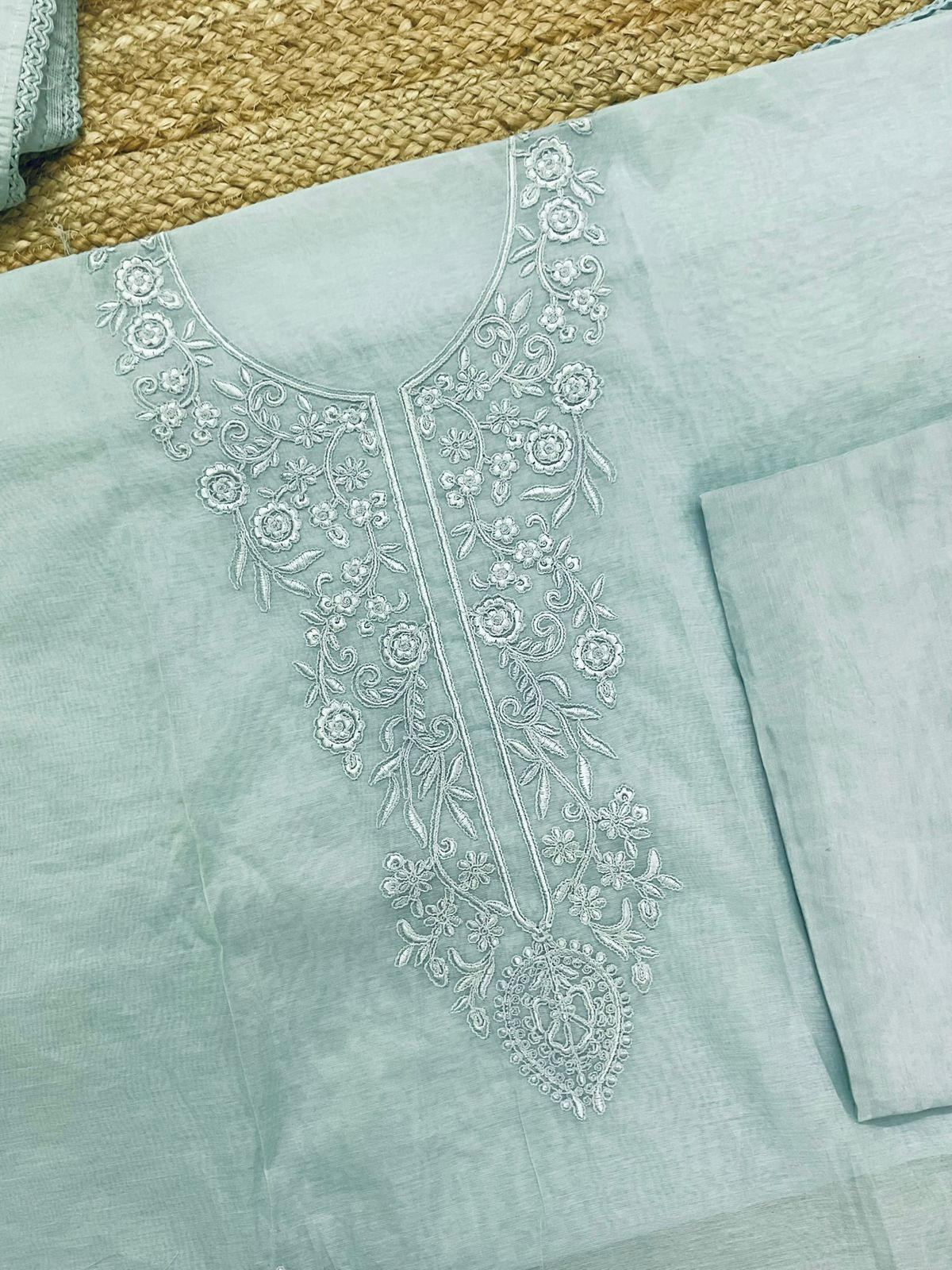 Soft Chanderi Embroidered Suit - Blue