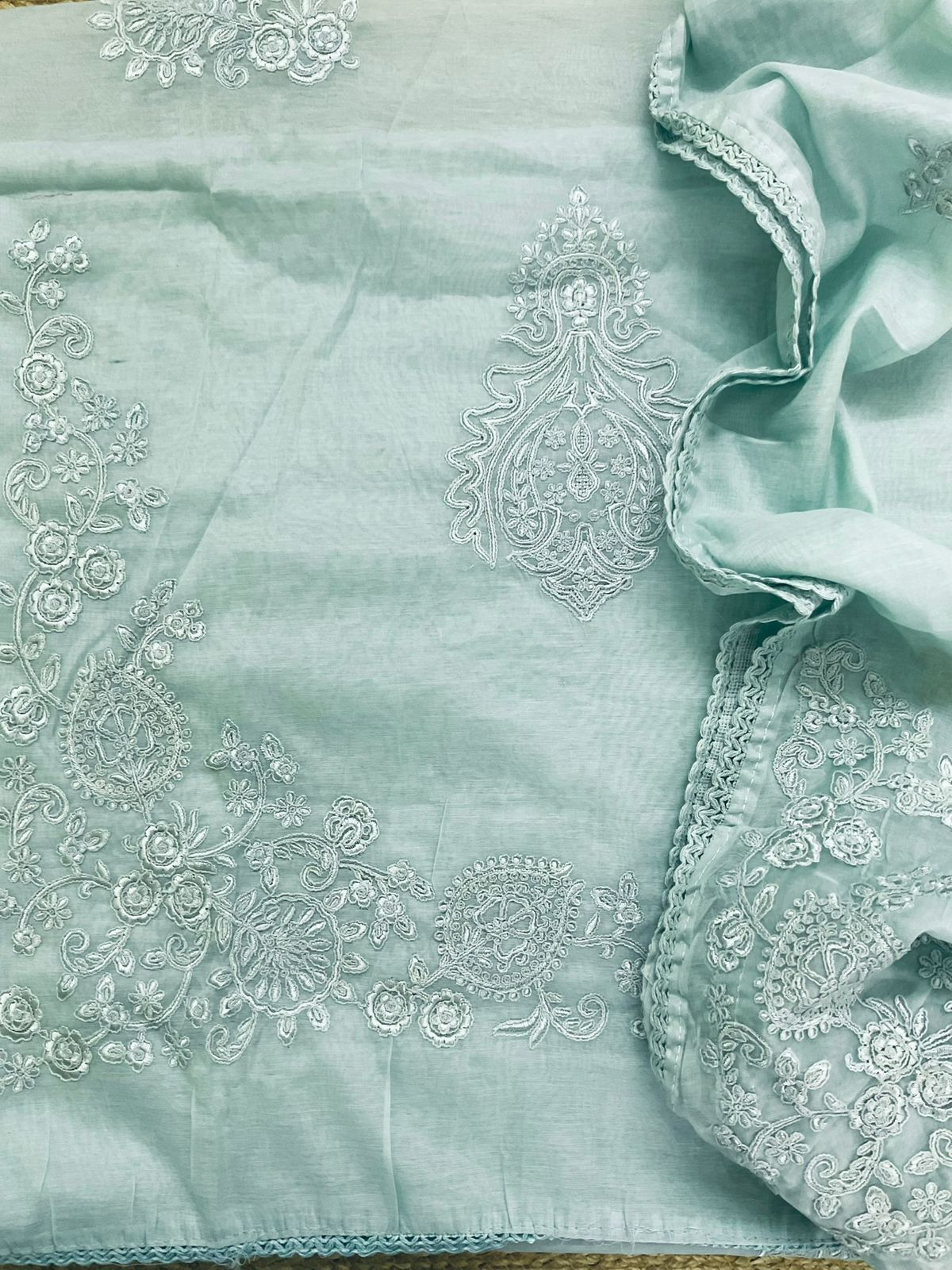 Soft Chanderi Embroidered Suit - Blue