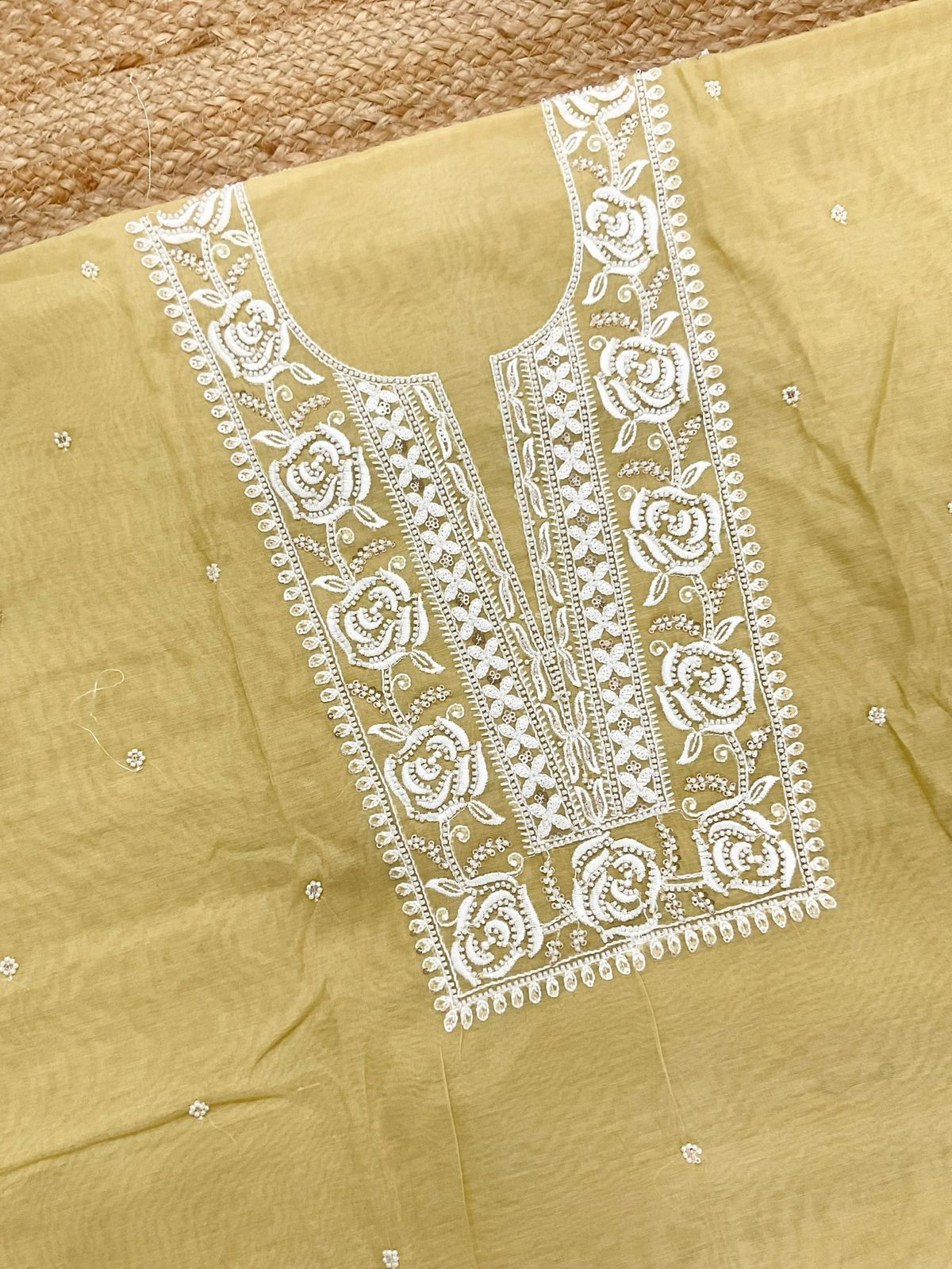 Soft Chanderi Embroidered Suit - Yellow