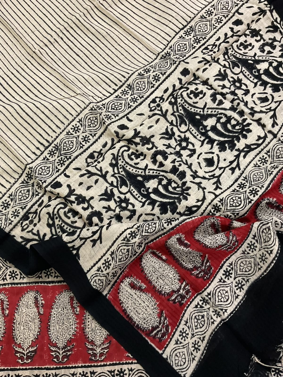 Pure Cotton Self Weaved Printed Suit - Black