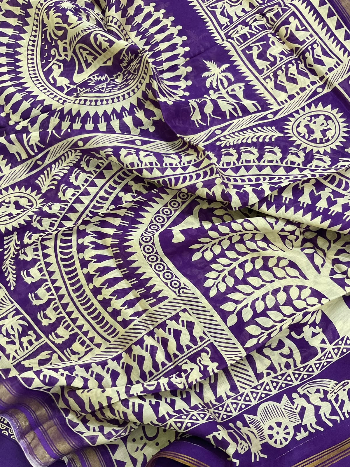 Pure Chanderi Printed Suit - Violet