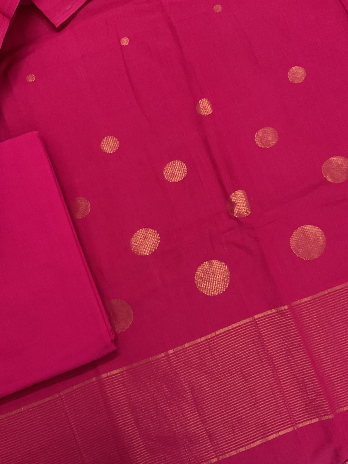 Pure Handloom Cotton Self Weaved Suit - Pink