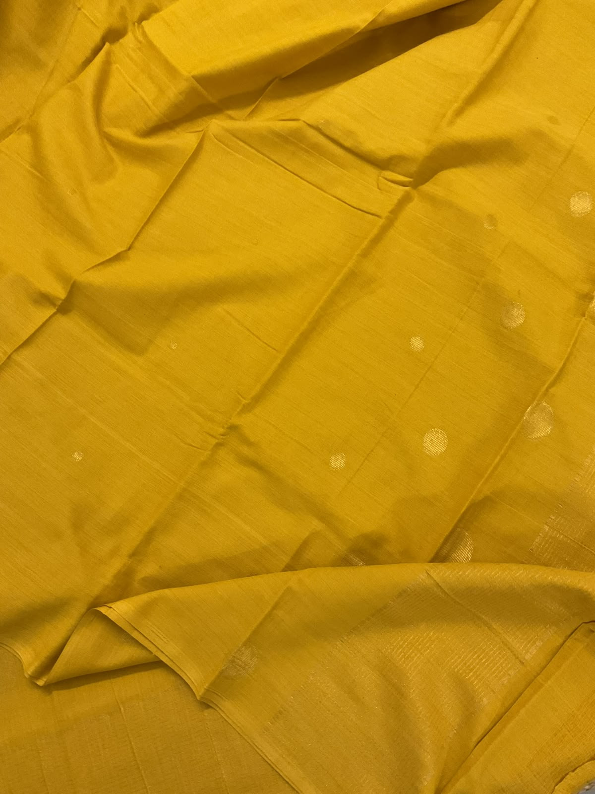 Pure Handloom Cotton Self Weaved Suit - Yellow