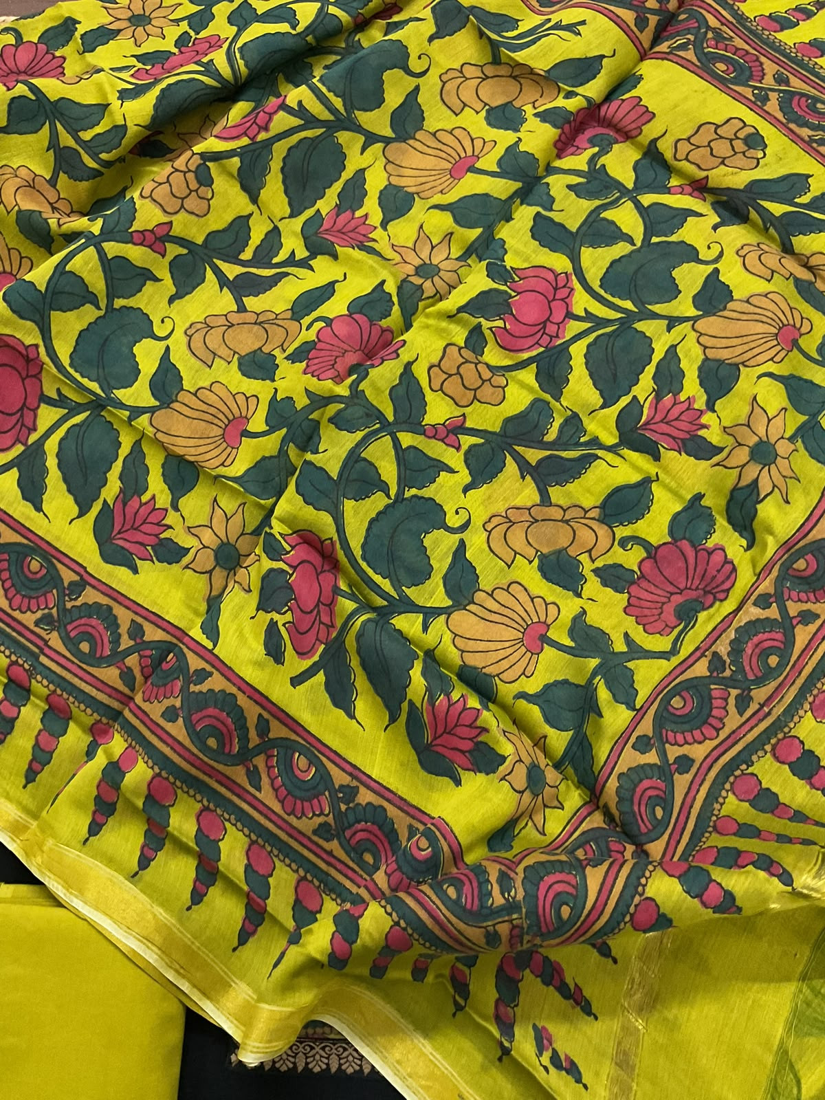 Pure Cotton Printed Embroidered Suit - Black