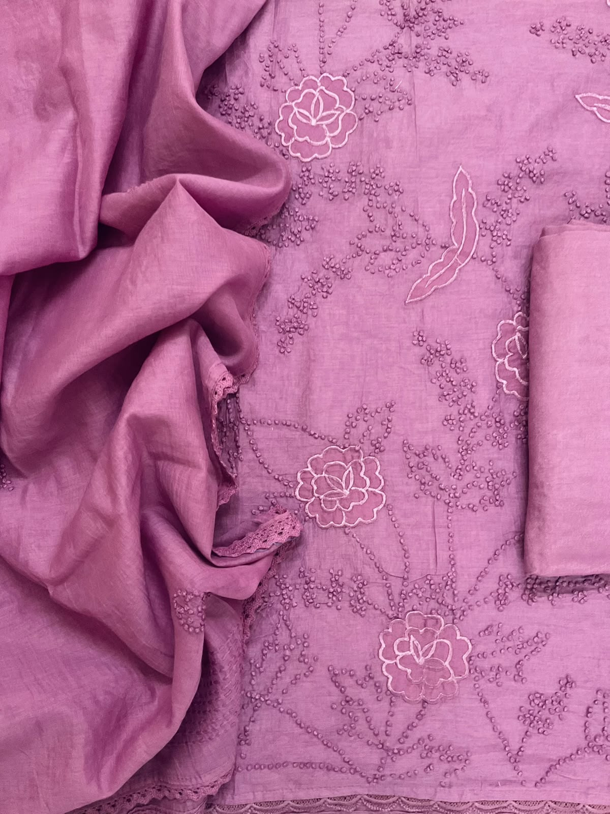 Pure Chanderi Embroidered Suit - Pink