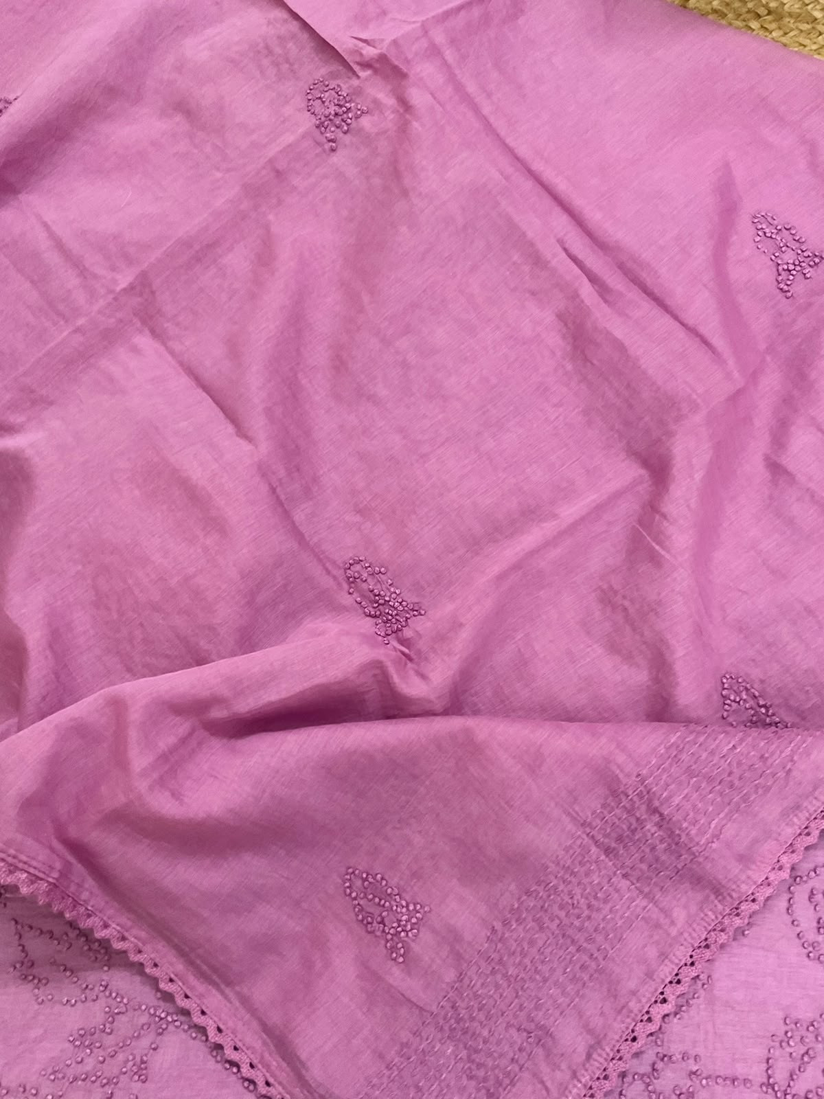 Pure Chanderi Embroidered Suit - Pink