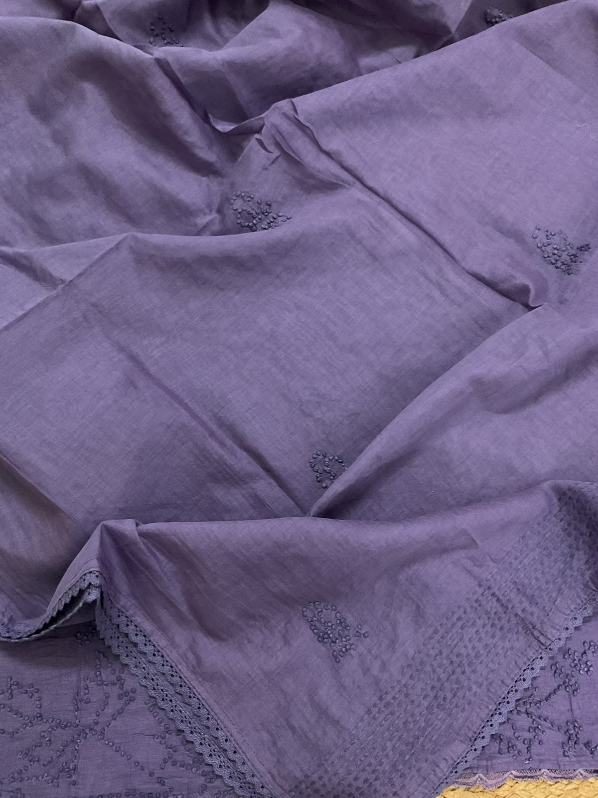 Pure Chanderi Embroidered Suit - Purple