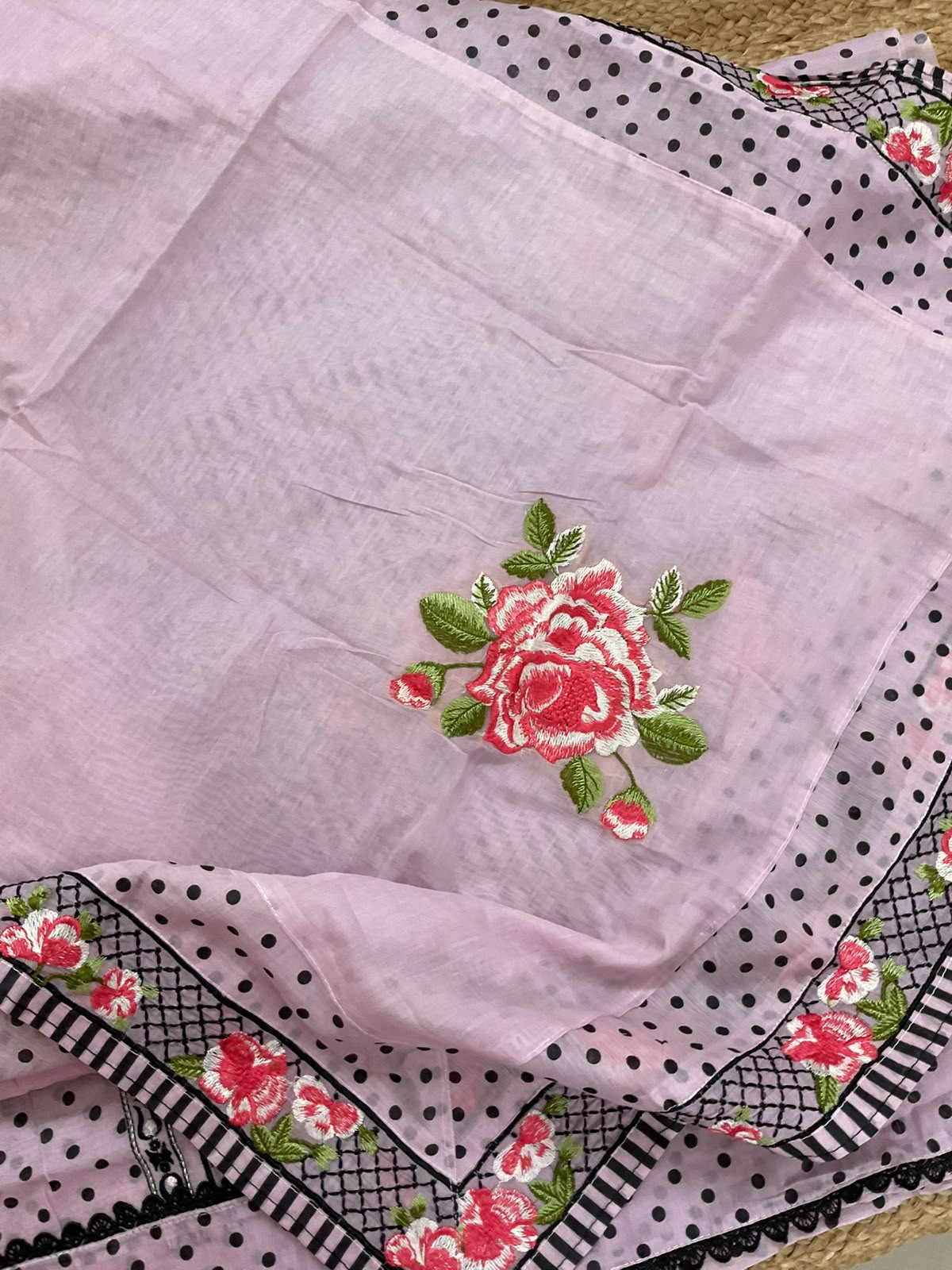 Soft Chanderi Printed Embroidered Suit - Pink