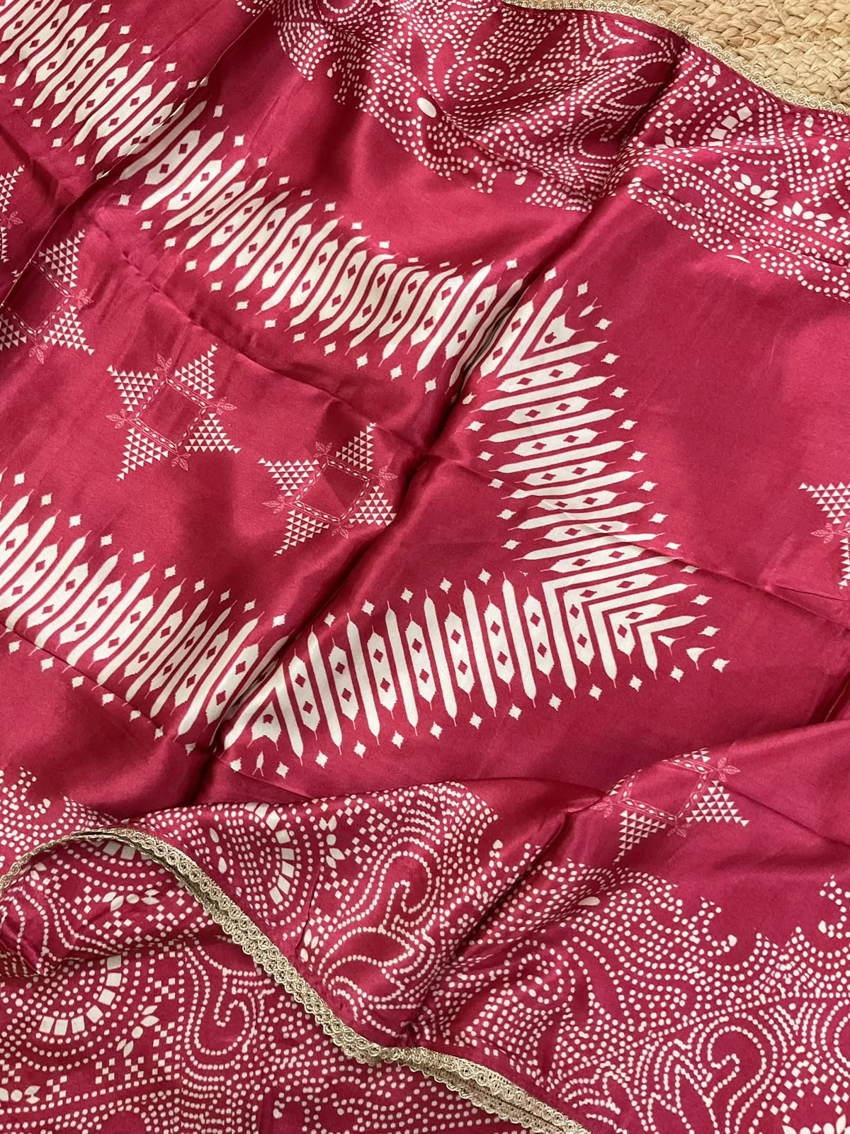 Soft Gajji Silk Printed Embroidered Suit - Maroon