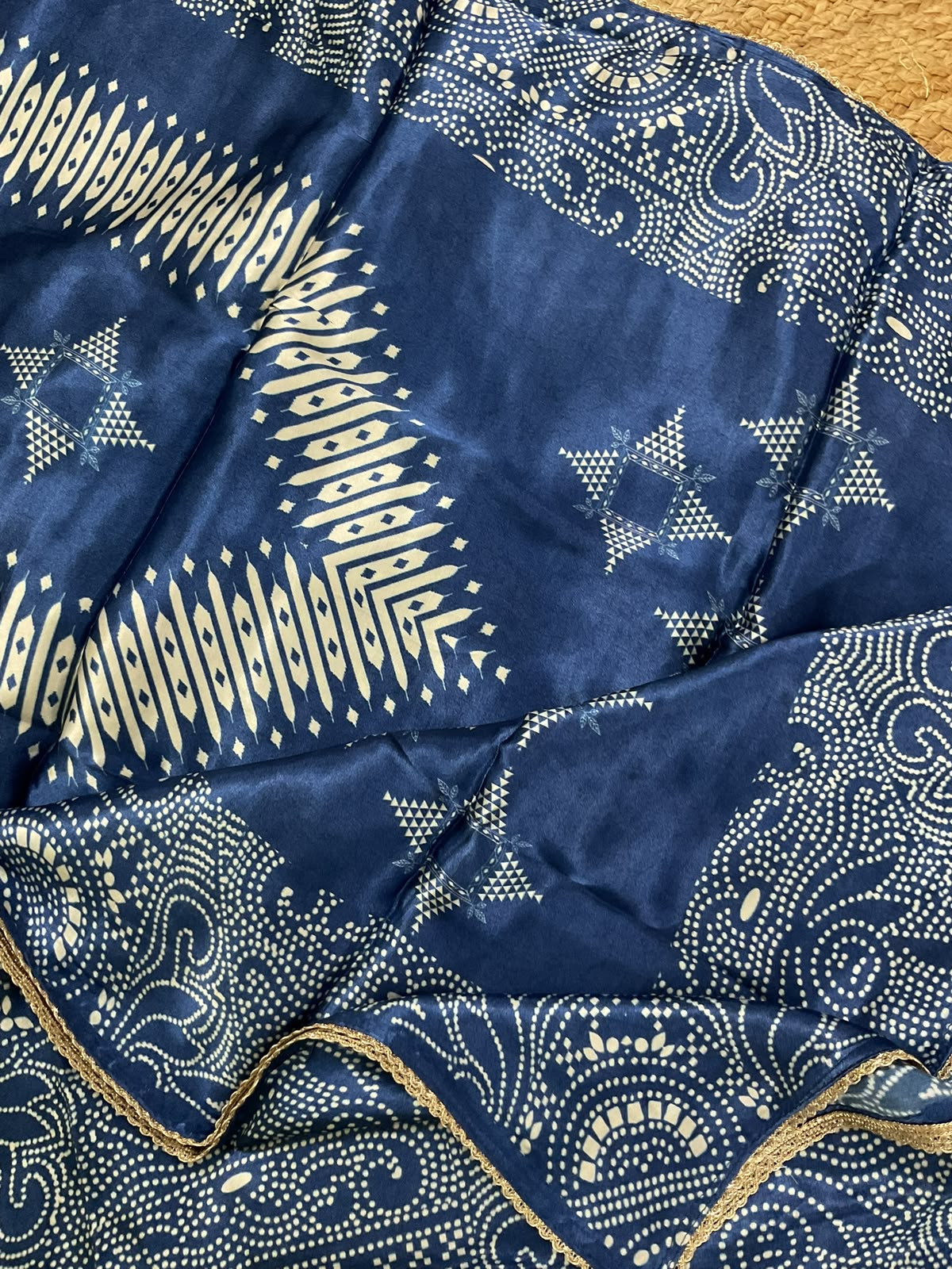 Soft Gajji Silk Printed Embroidered Suit - Blue