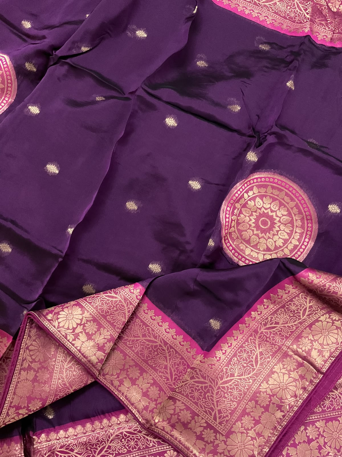 Soft Dola Silk Banarasi Weaved Embroidered Suit - Violet