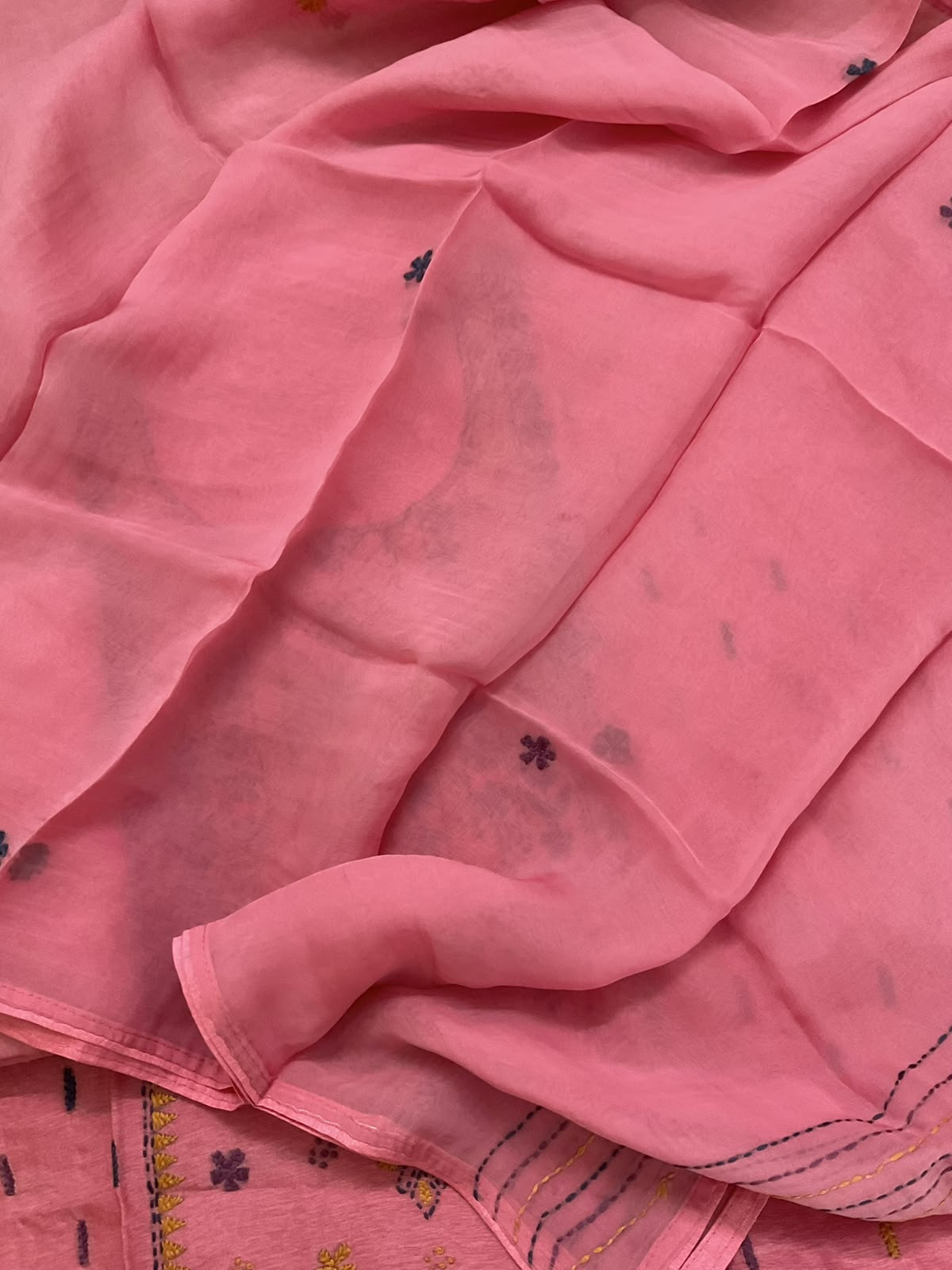 Soft Dola Silk Embroidered Suit - Pink