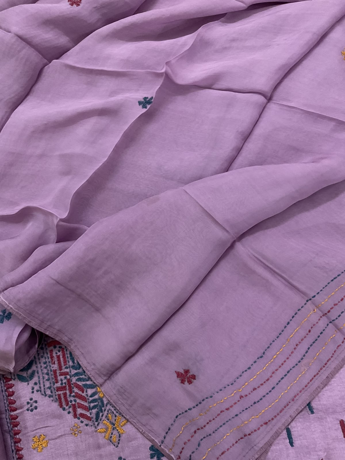 Soft Dola Silk Embroidered Suit - Purple