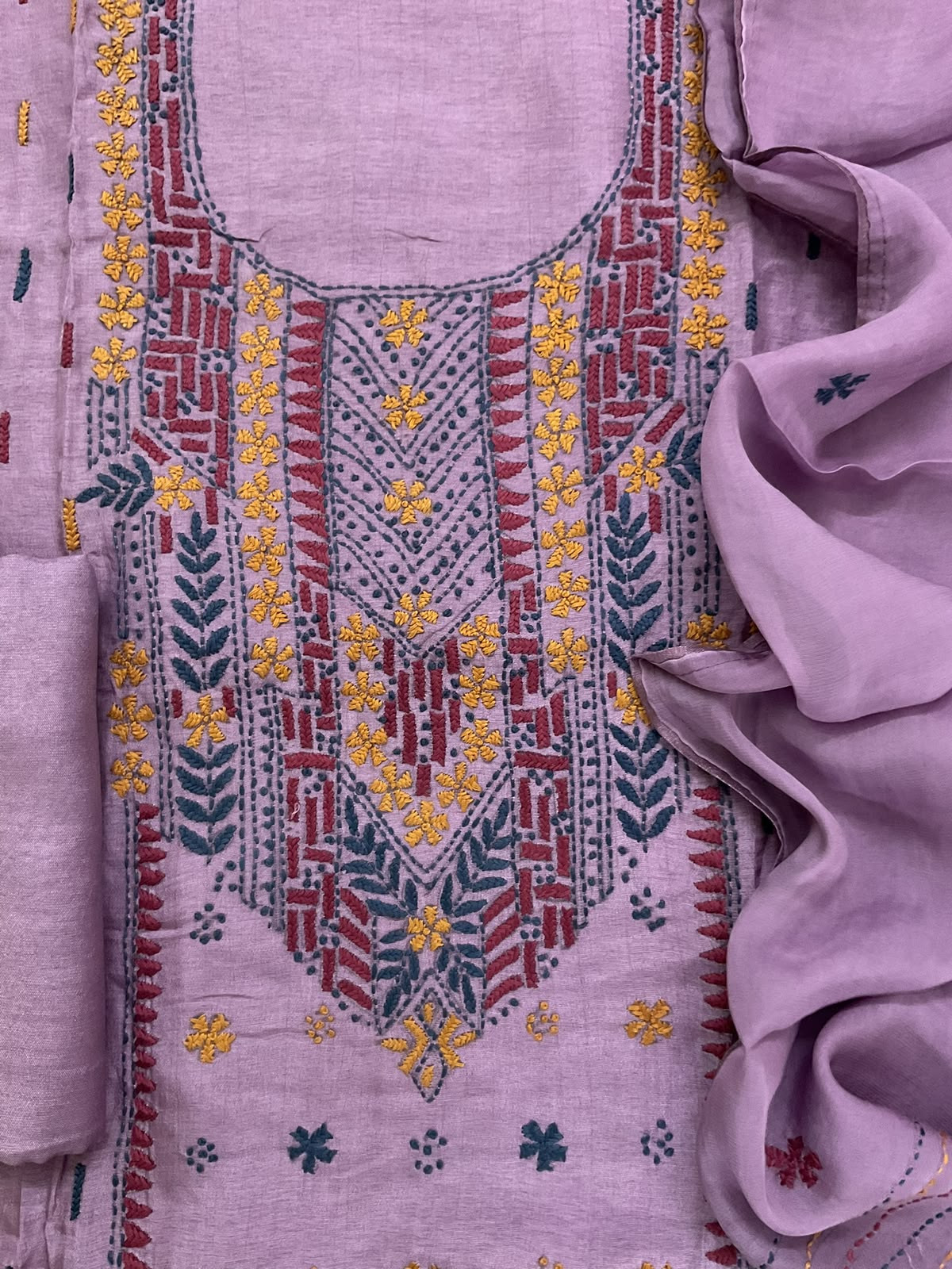 Soft Dola Silk Embroidered Suit - Purple